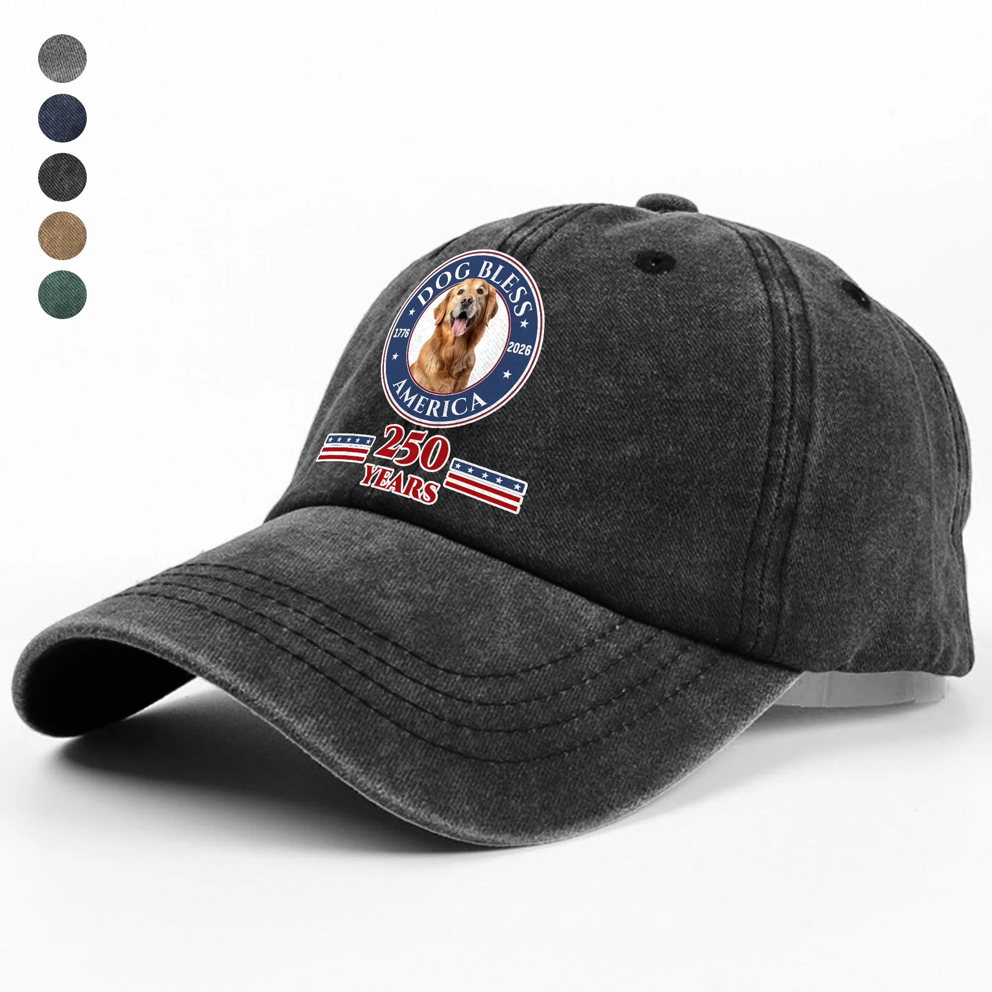 Custom Photo Dog Bless America Washed Denim Baseball Cap TH10 896913 - Image 6