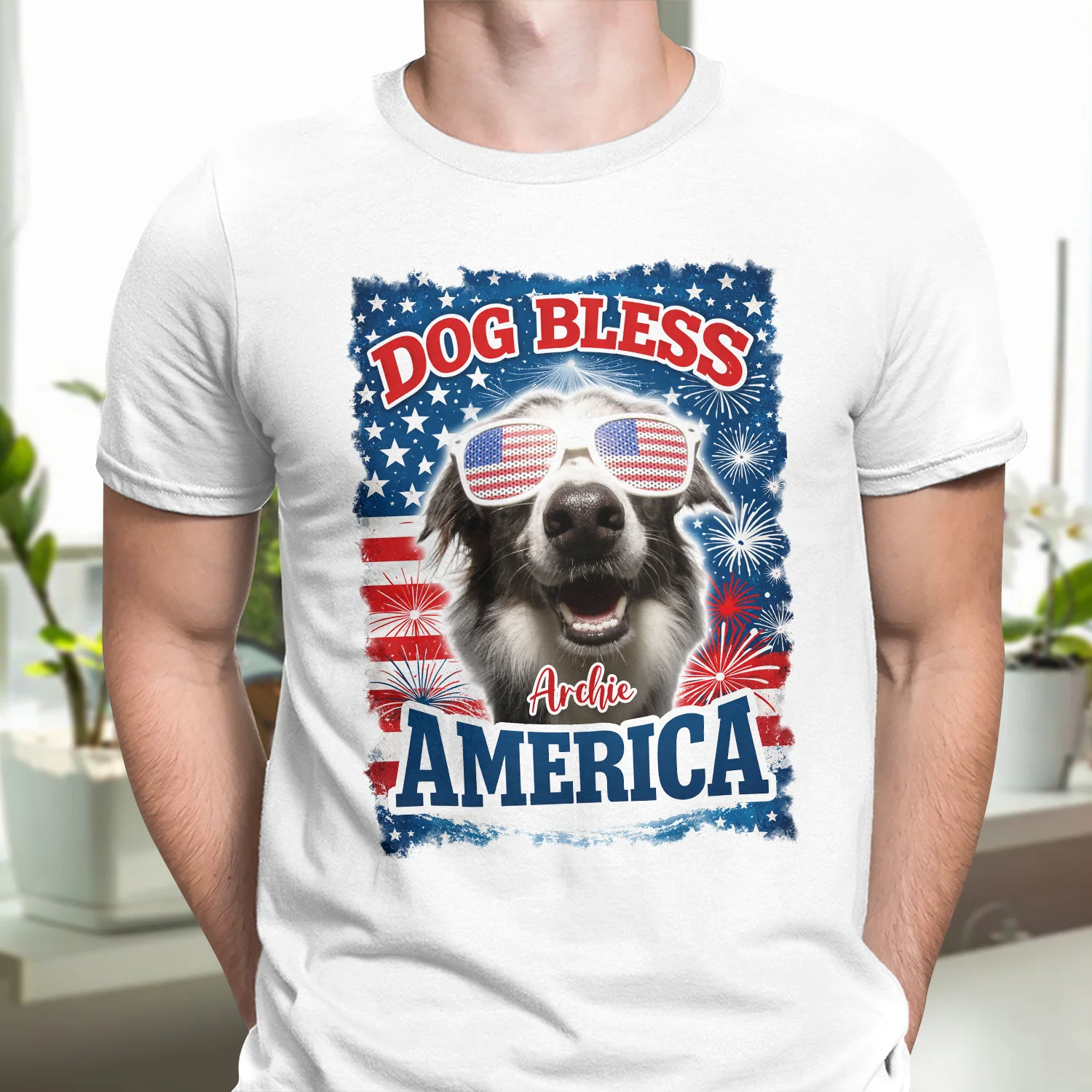 Custom Photo Dog Bless America White Shirt For Dog Lover TH10 898577 - Image 6