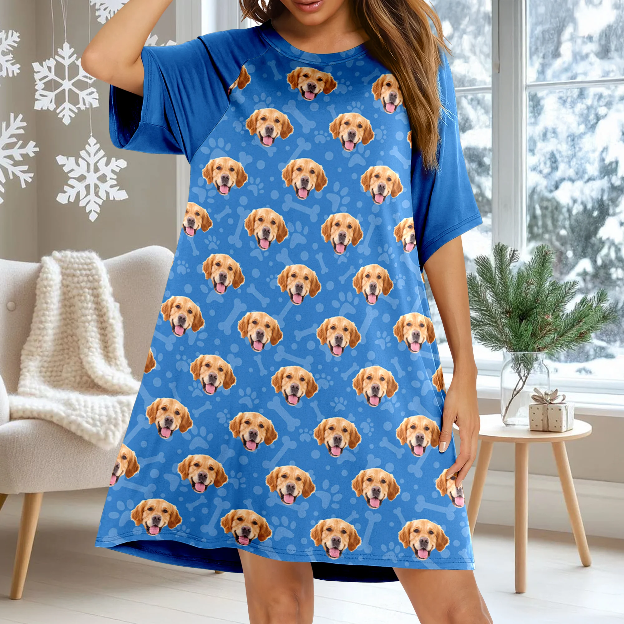 Custom Photo Dog Cat Raglan Nightgown TH10 898039 - Image 2