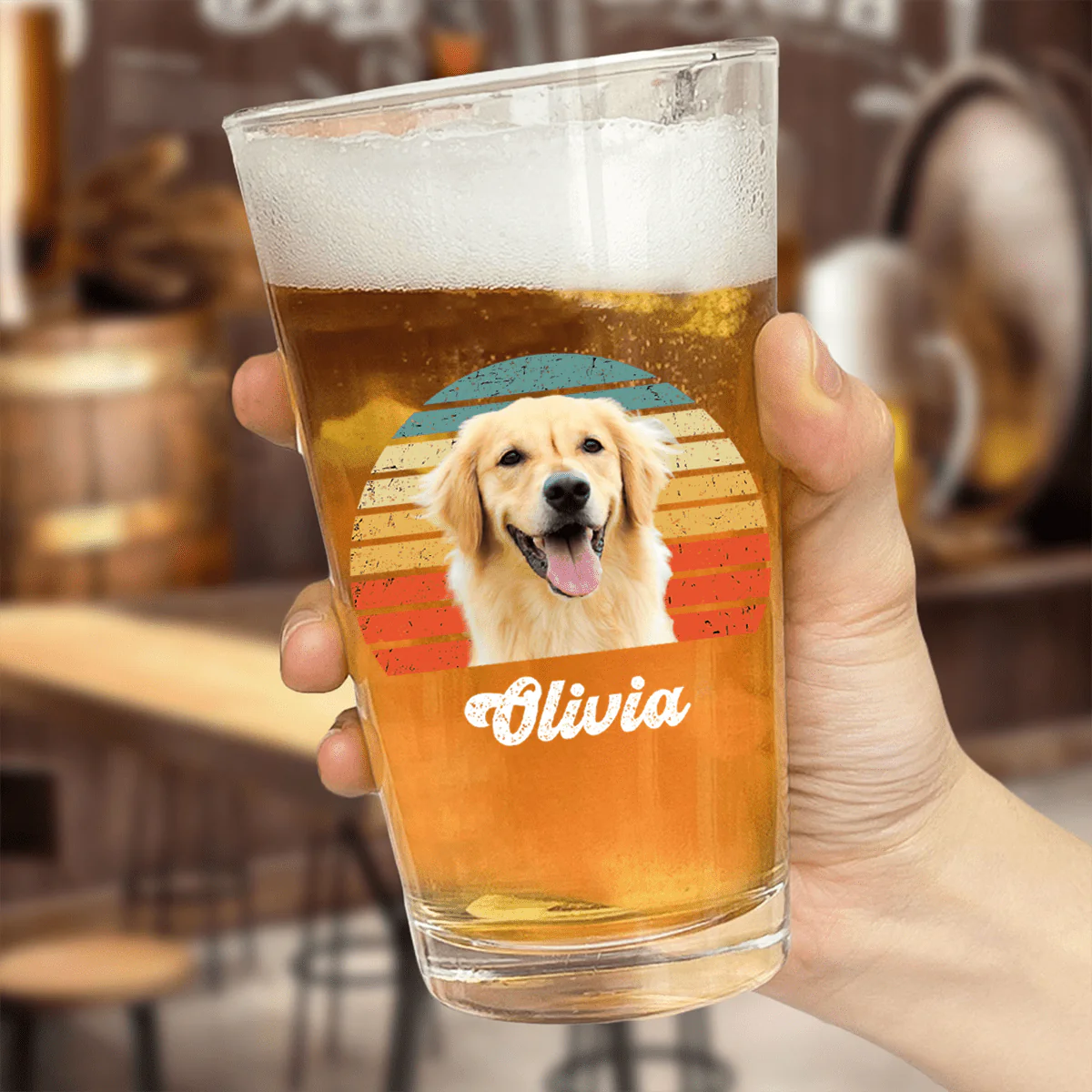 Custom Photo Dog Cat Retro Pet Print Beer Glass TH10 890951 - Image 2