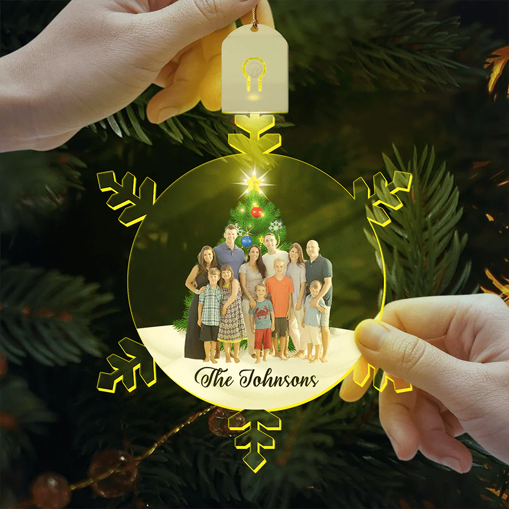 Custom Photo Family Snowflakes Acrylic LED Ornament TH10 892143 - Image 2