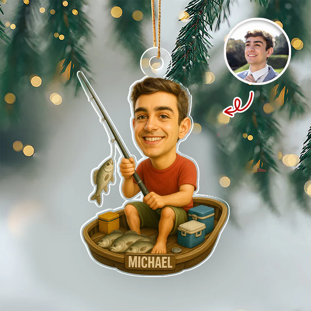 Custom Photo Fishing Acrylic Ornament For Christmas TH10 894919 - Image 3