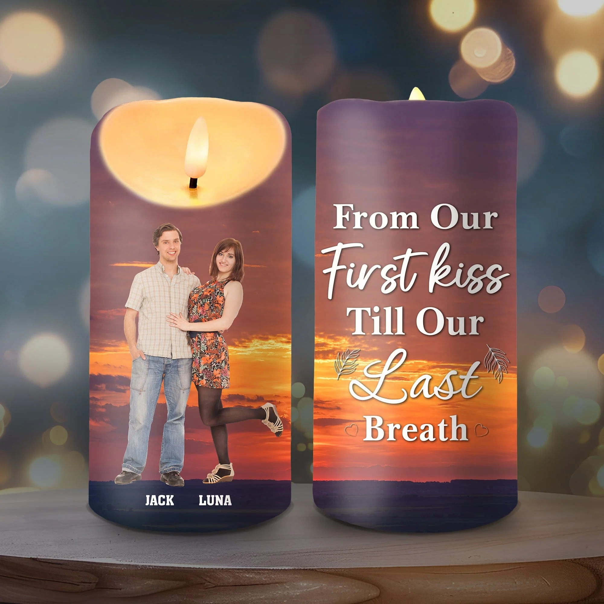 Custom Photo From Our First Kiss Till Our Last Breath Valentine LED Candle TH10 892199 - Image 2