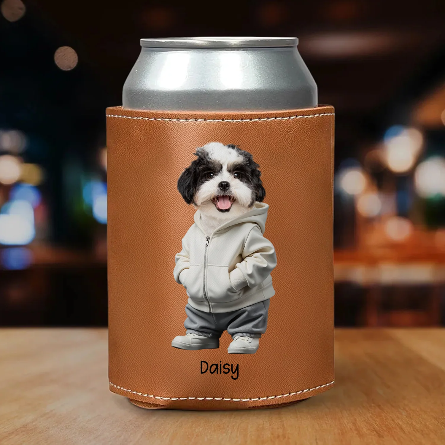 Custom Photo From The Reason You Drink Dog Lover Leather Can Cooler TH10 894089 - Image 4