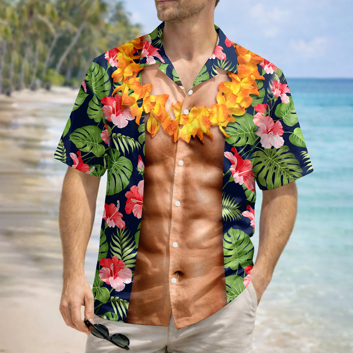 Custom Photo Funny Abs Hawaii Shirt TH10 169871 - Image 3