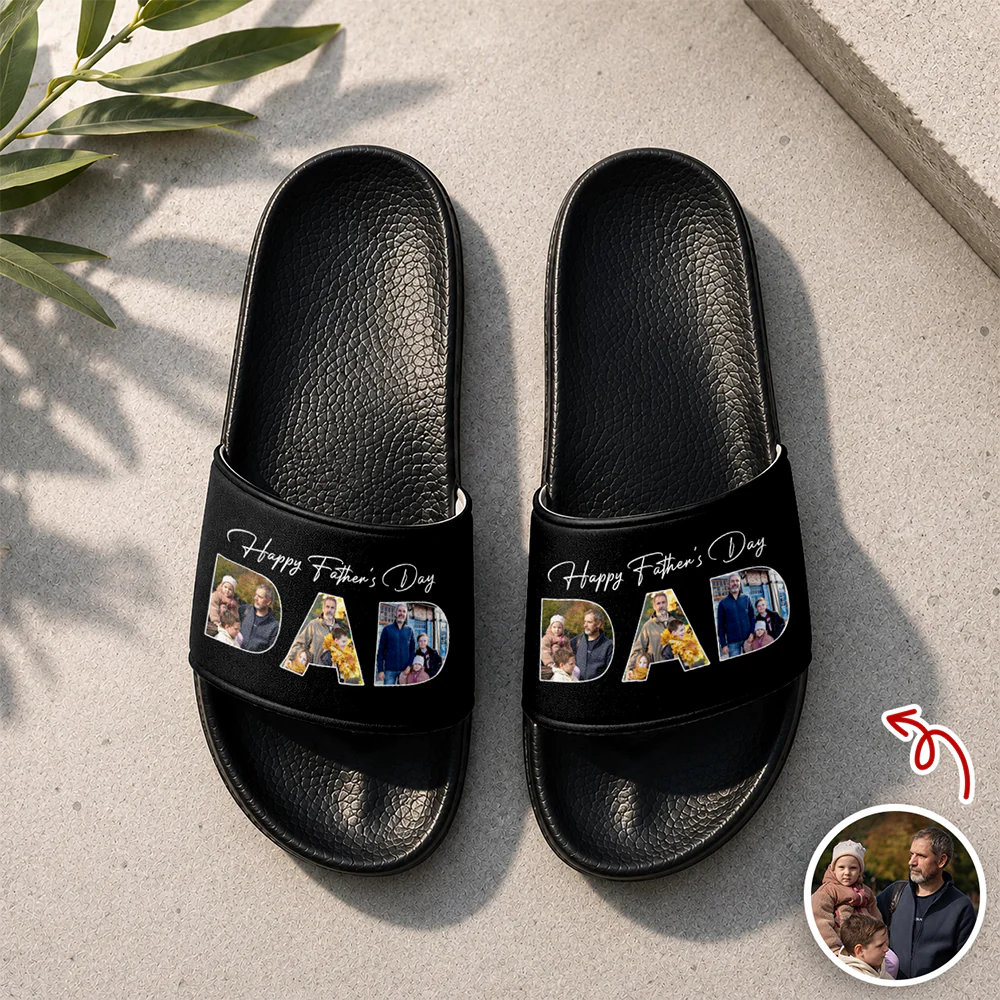 Custom Photo Happy Father's Day Personalized Slide Sandals For Family TH10 170025