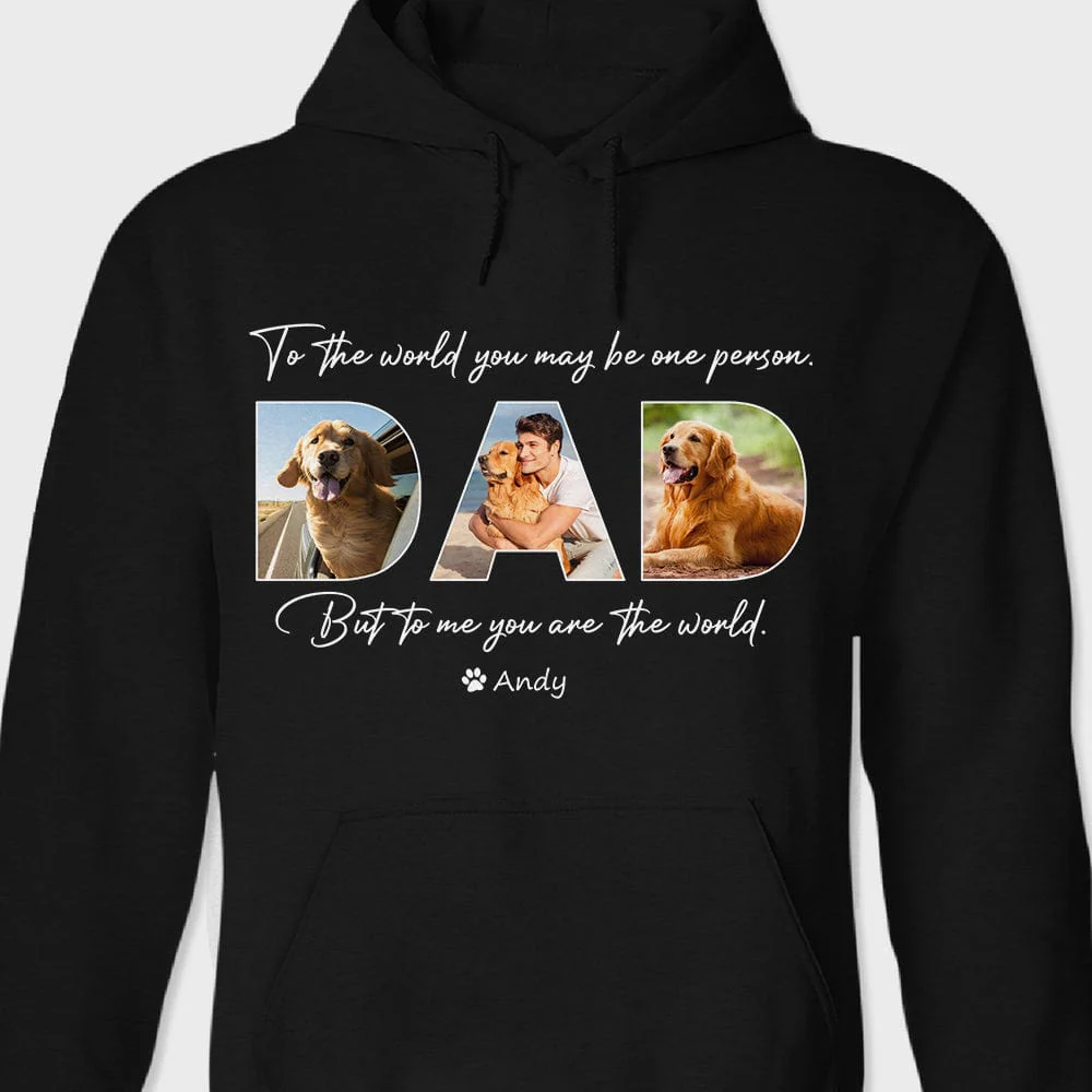 Custom Photo Happy Father's Day To My World Dog Dark Shirt TA29 889263 - Image 3