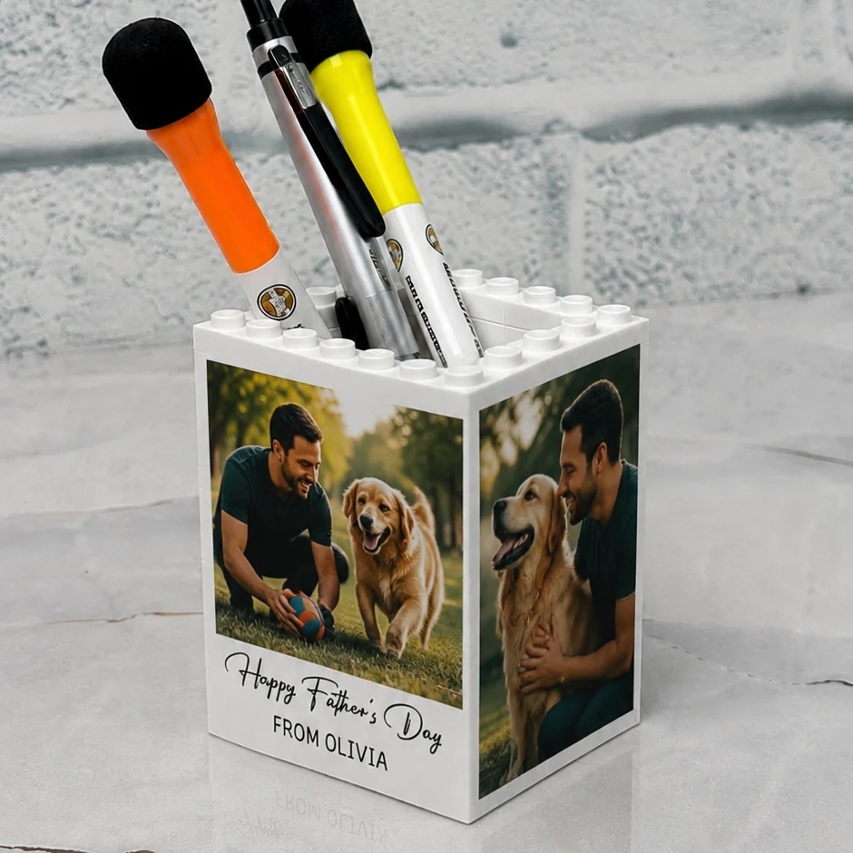Custom Photo Happy Father's Day To the Best Dog Dad Building Brick Blocks TH10 169779 - Image 2