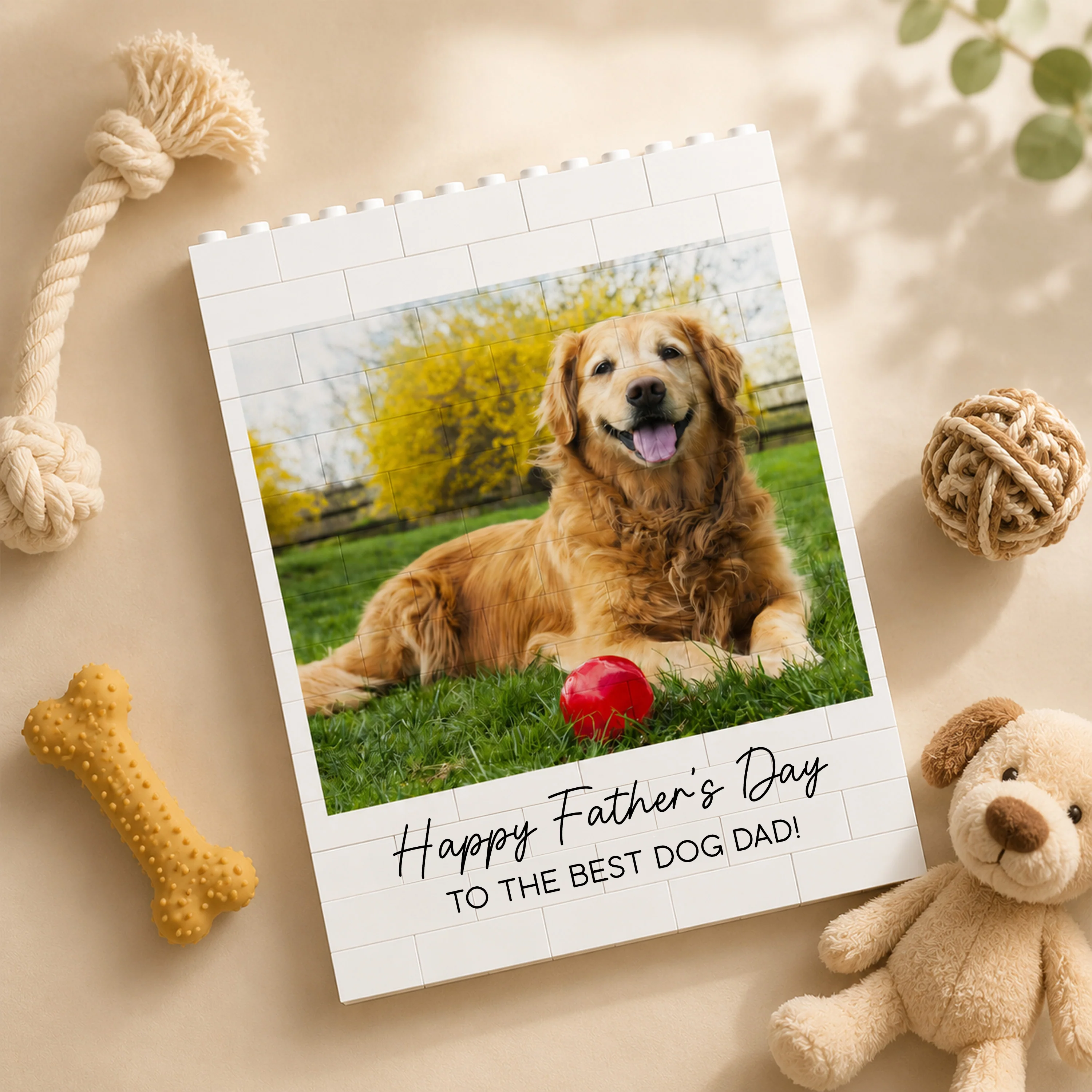 Custom Photo Happy Father's Day To the Best Dog Dad Building Brick Blocks TH10 169779 - Image 3