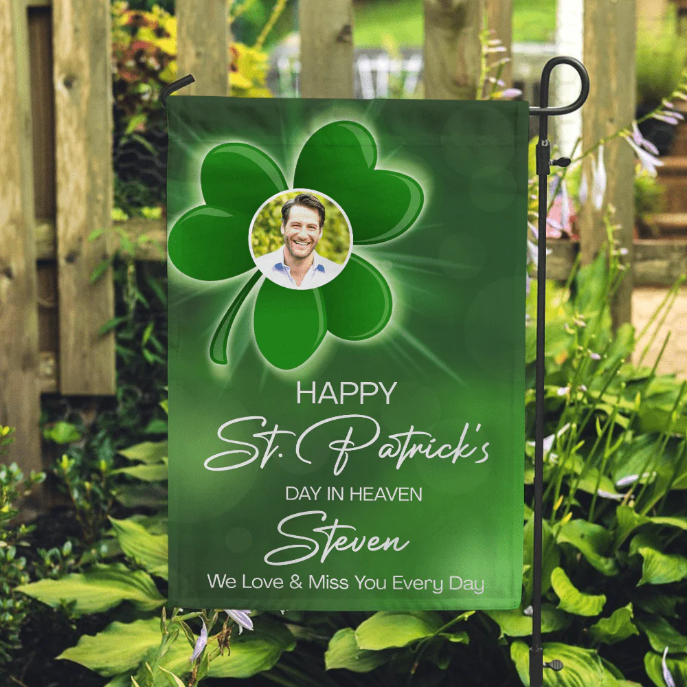 Custom Photo Happy Patrick's Day In Heaven Memorial Garden Flag TH10 892287