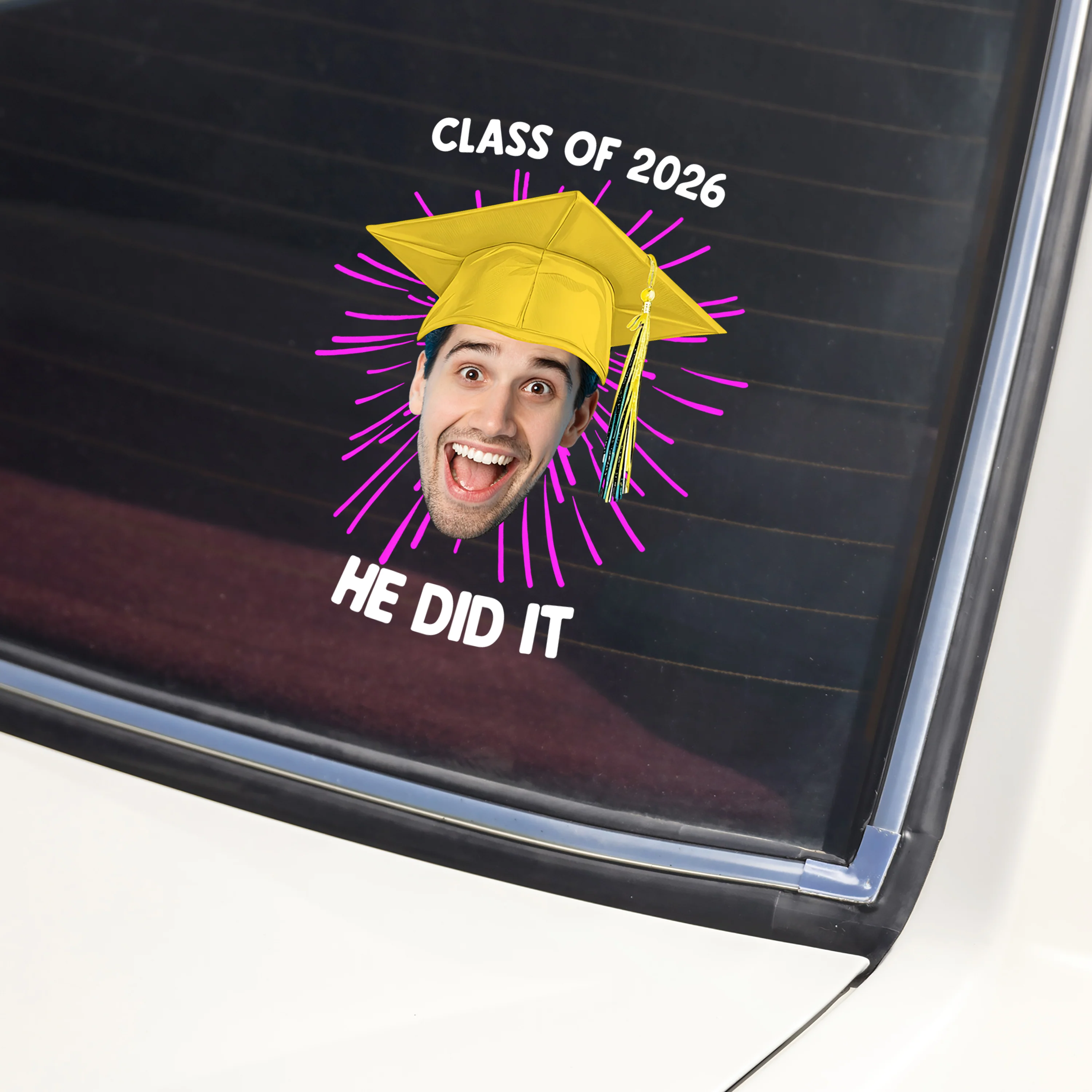 Custom Photo He/She Did It Class Of 2026 Graduation Car Window Decal Sticker TH10 169623 - Image 3