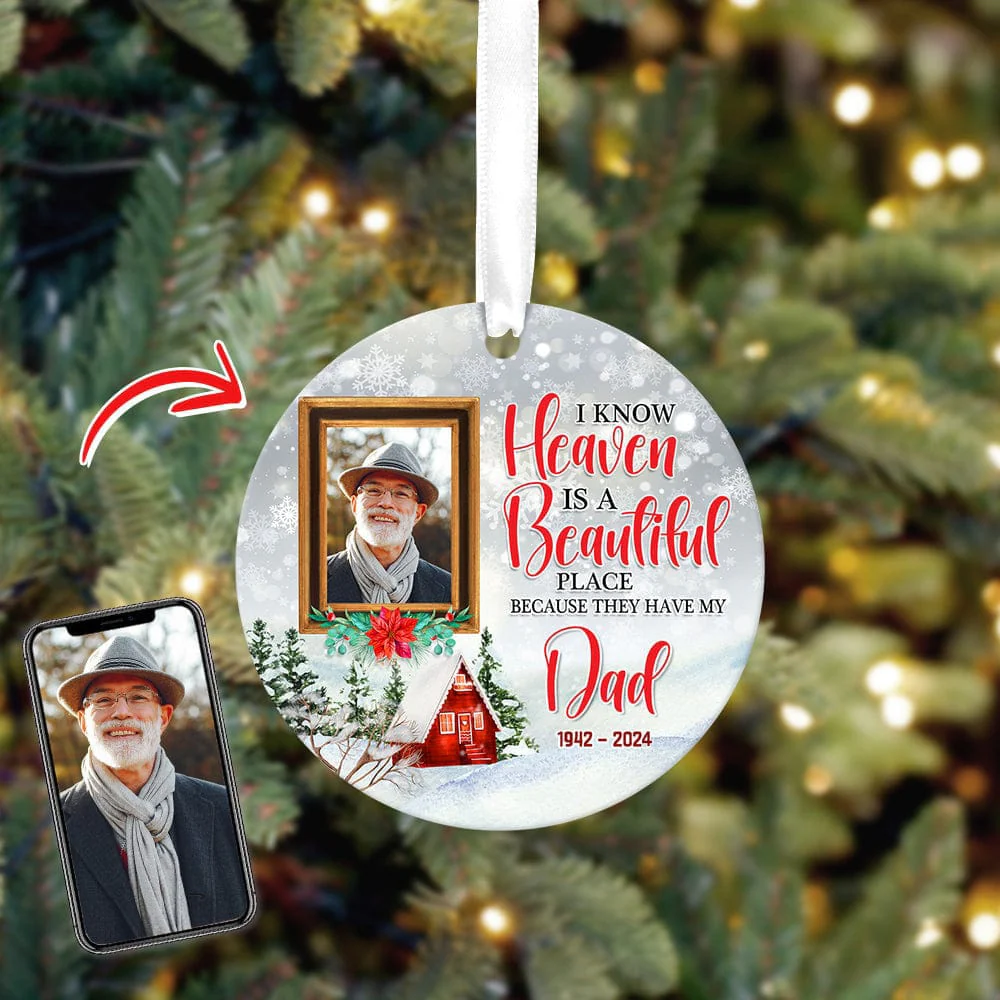 Custom Photo Heaven is a Beautiful Place Memorial Ceramic Ornament K228 889993 - Image 2
