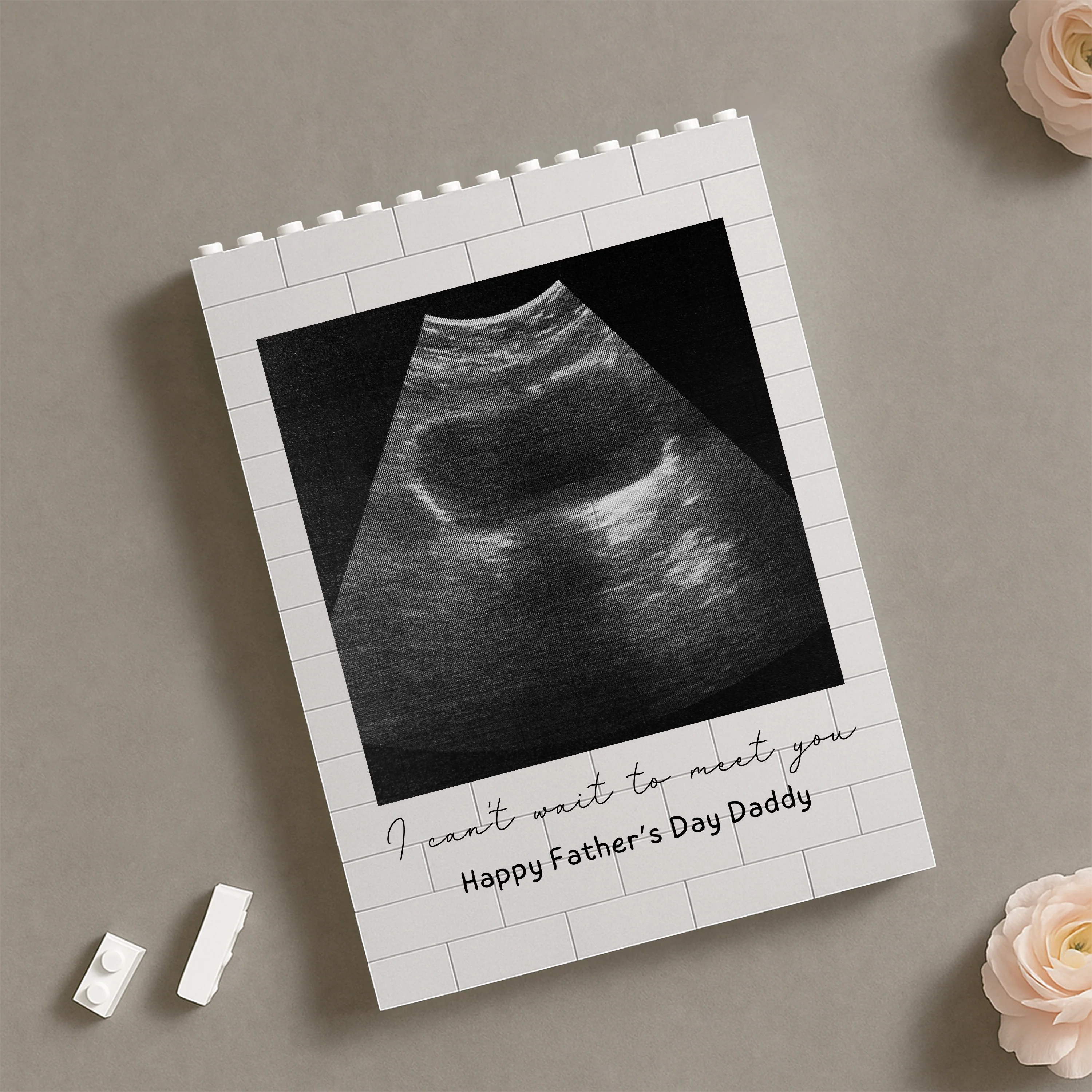 Custom Photo I Cannot Wait To Meet You Baby Scan Building Brick Blocks Happy Father's Day TH10 898853 - Image 2