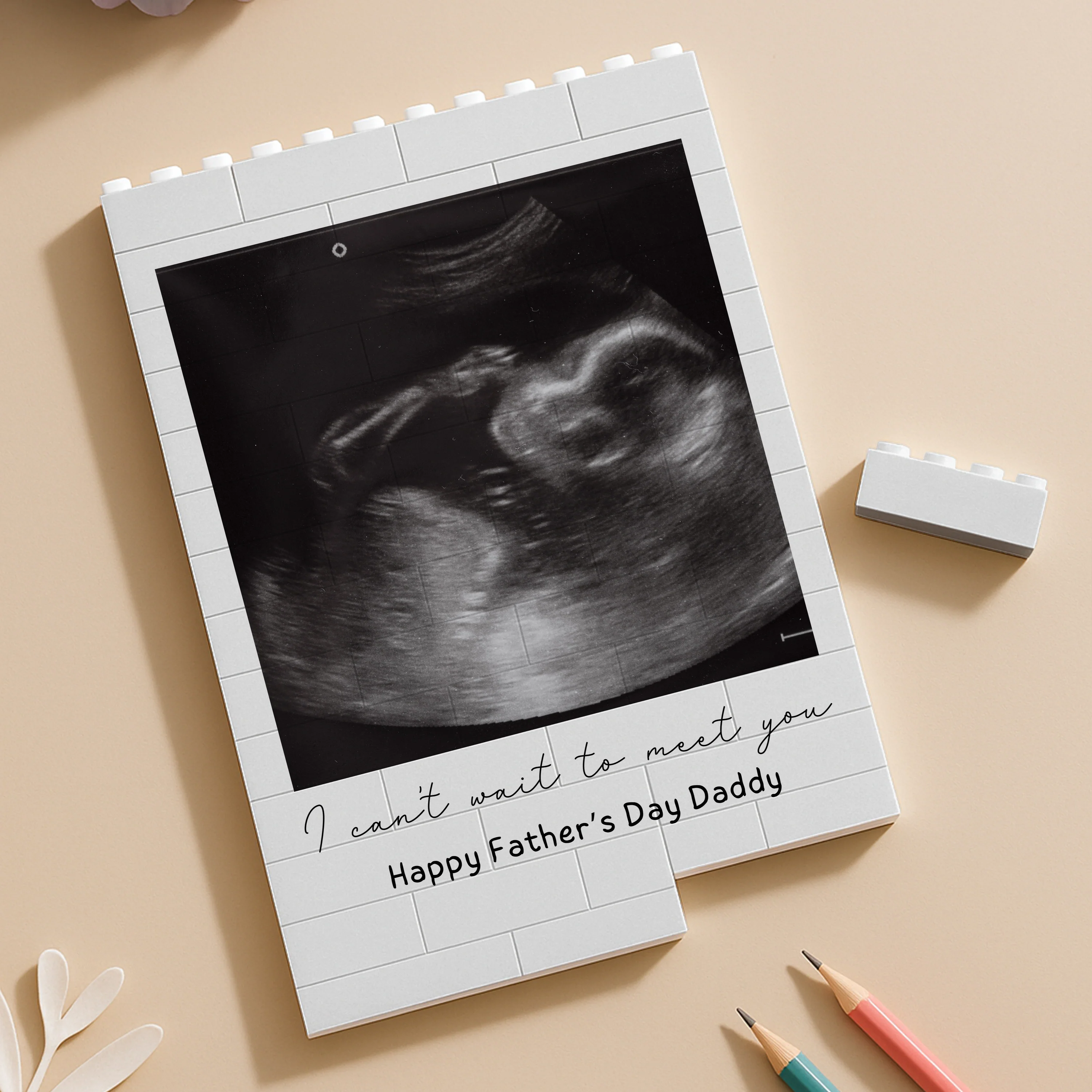 Custom Photo I Cannot Wait To Meet You Baby Scan Building Brick Blocks Happy Father's Day TH10 898853 - Image 4