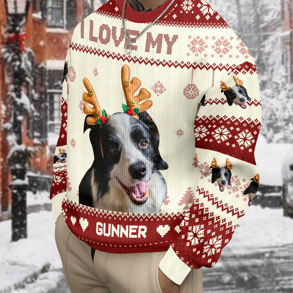 Custom Photo I Love My Dog Christmas Ugly Sweater TH10 896593 - Image 2