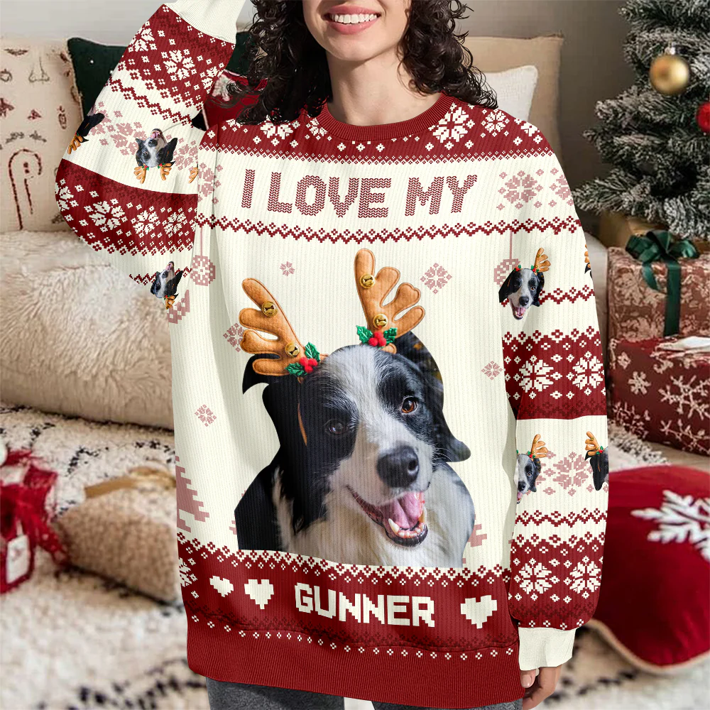 Custom Photo I Love My Dog Christmas Ugly Sweater TH10 896593 - Image 6