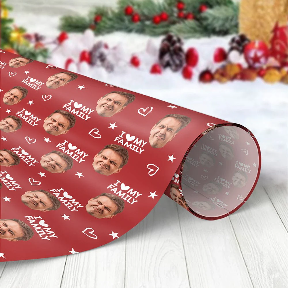 Custom Photo I Love My Family Wrapping Paper TH10 892233 - Image 2