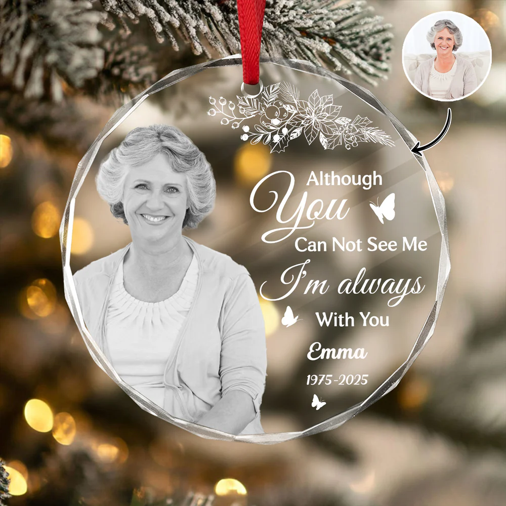 Custom Photo I'm Always With You Memorial Glass Ornament For Christmas TH10 896483 - Image 3