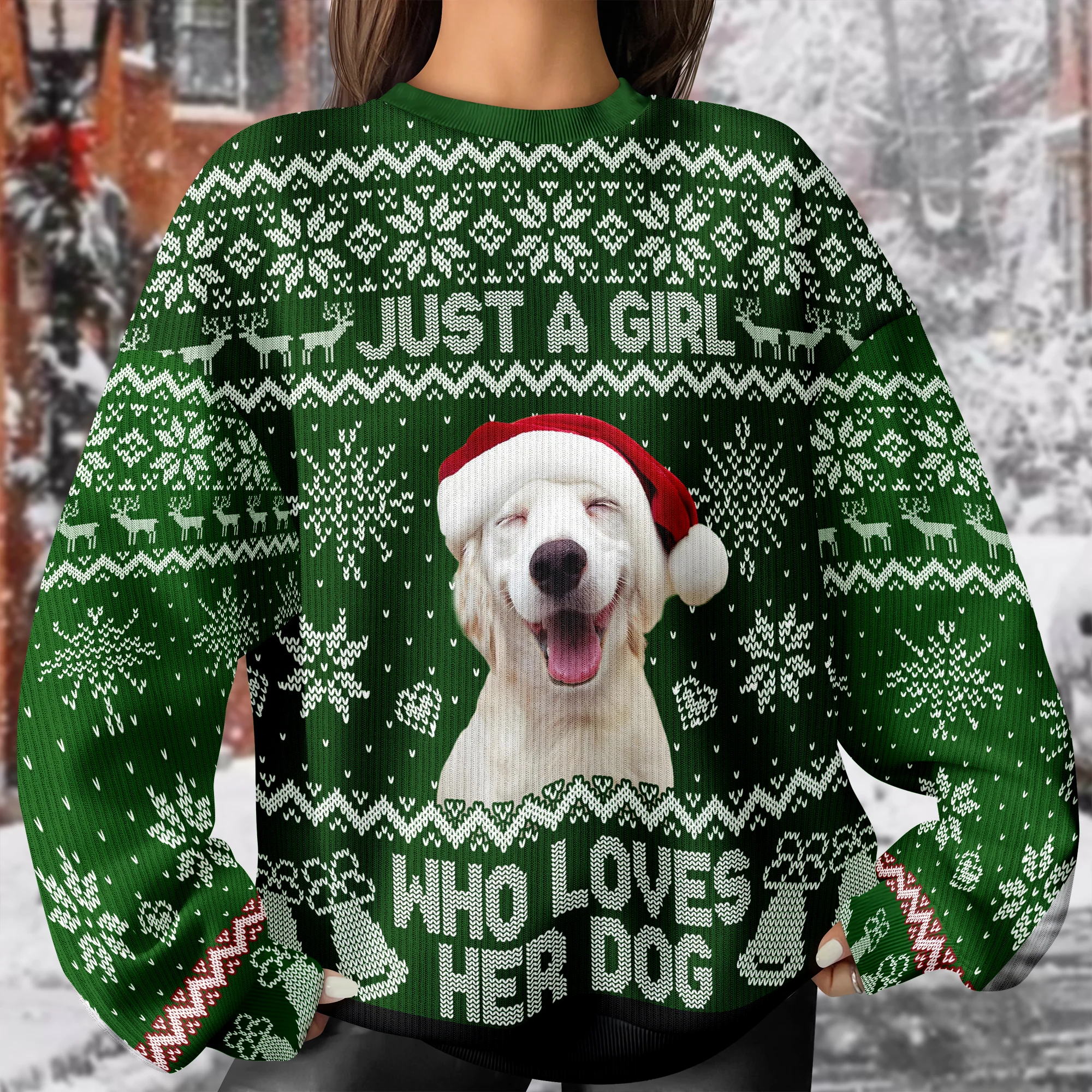 Custom Photo Just A Girl Who Loves Her Dog Ugly Sweater For Christmas TH10 896277 - Image 2