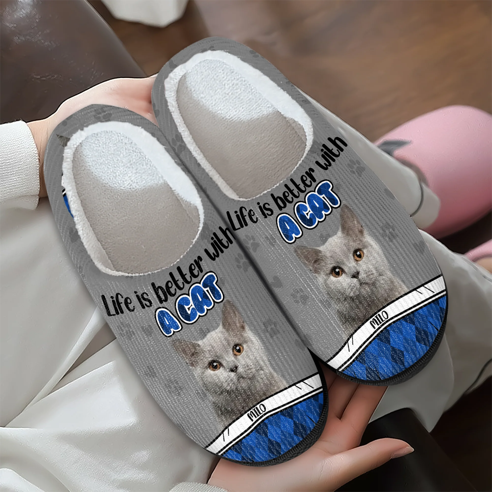 Custom Photo Life Is Better With A Cat Slipper TH10 896253 - Image 3