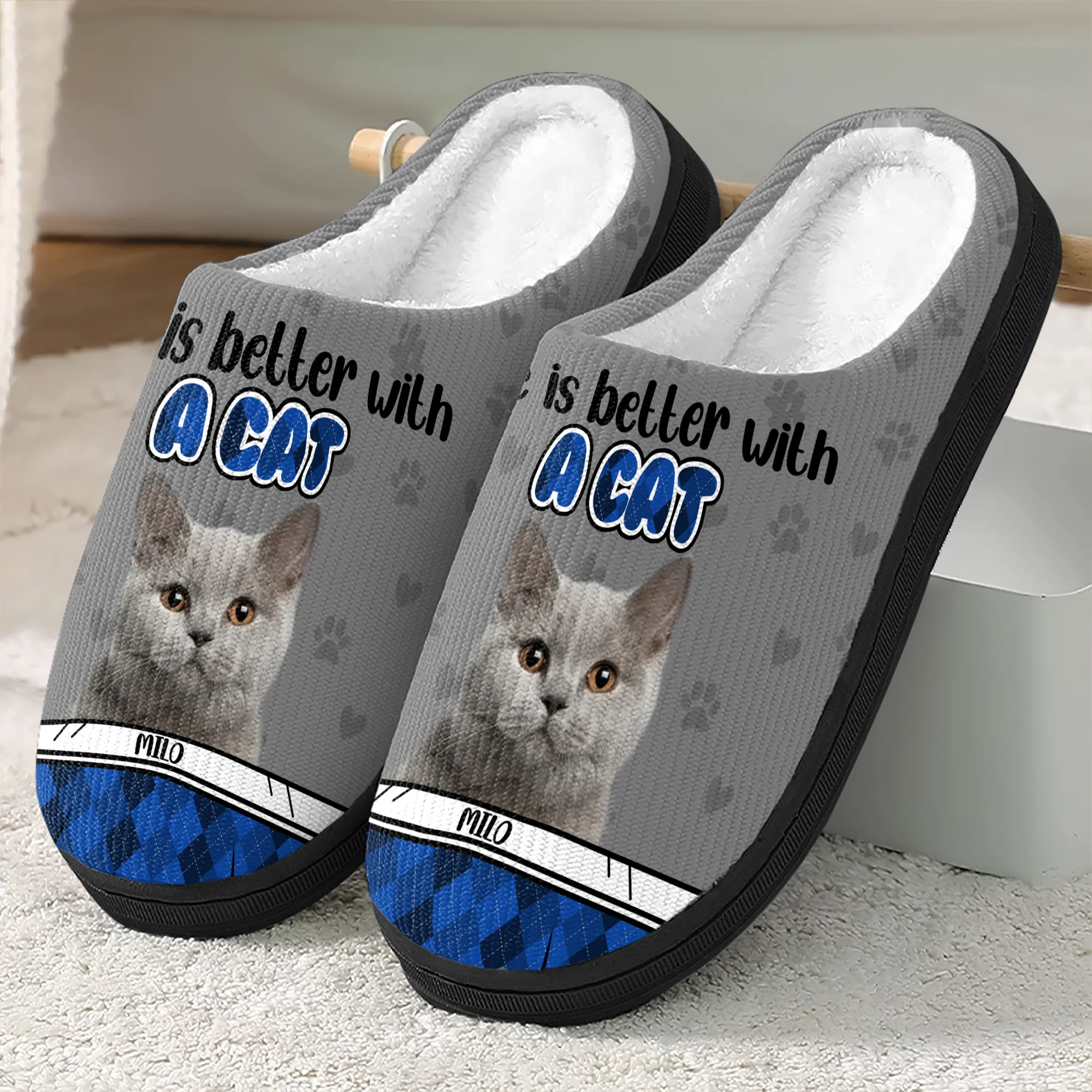 Custom Photo Life Is Better With A Cat Slipper TH10 896253 - Image 5