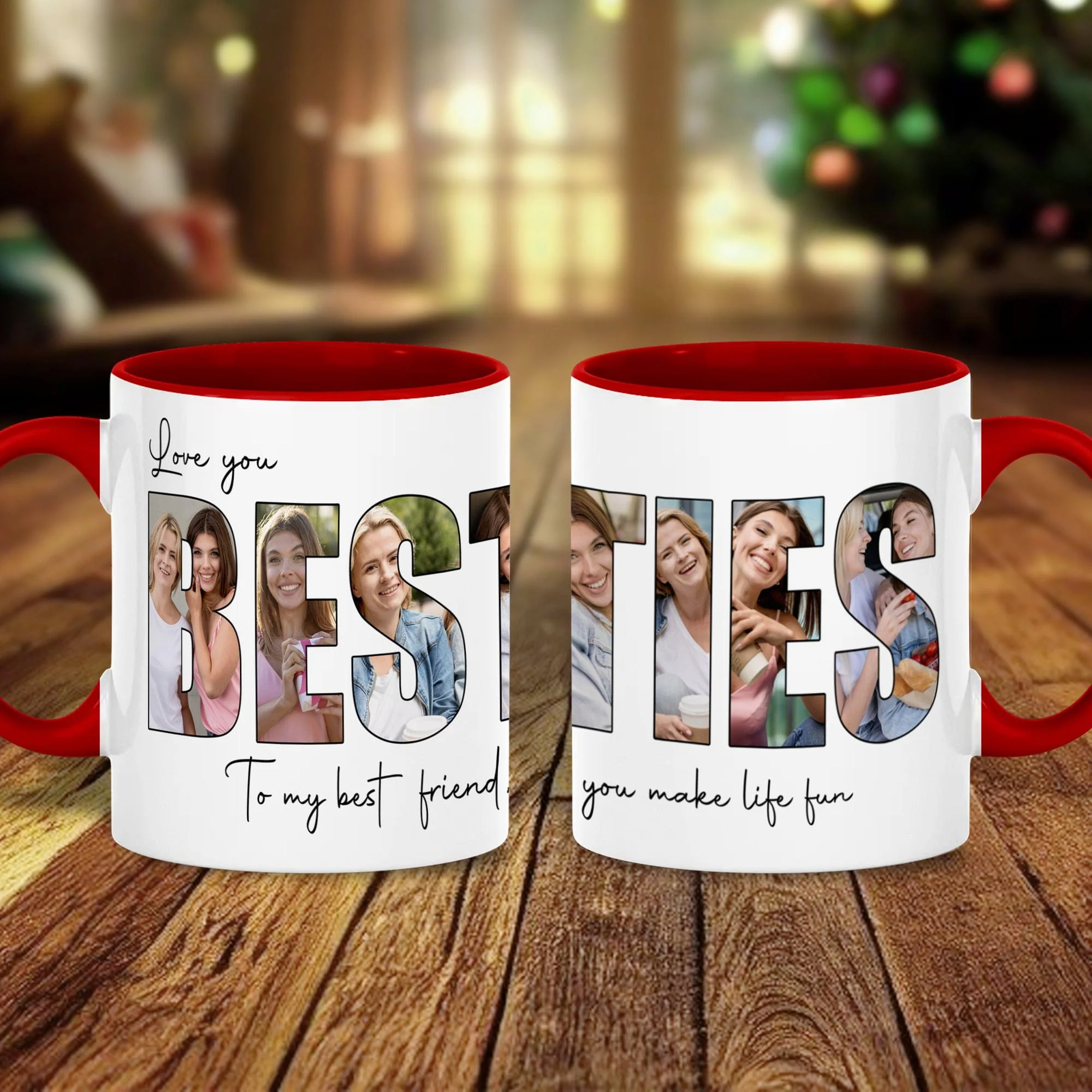 Custom Photo Love You Bestie Accent Mug TH10 892231 - Image 4