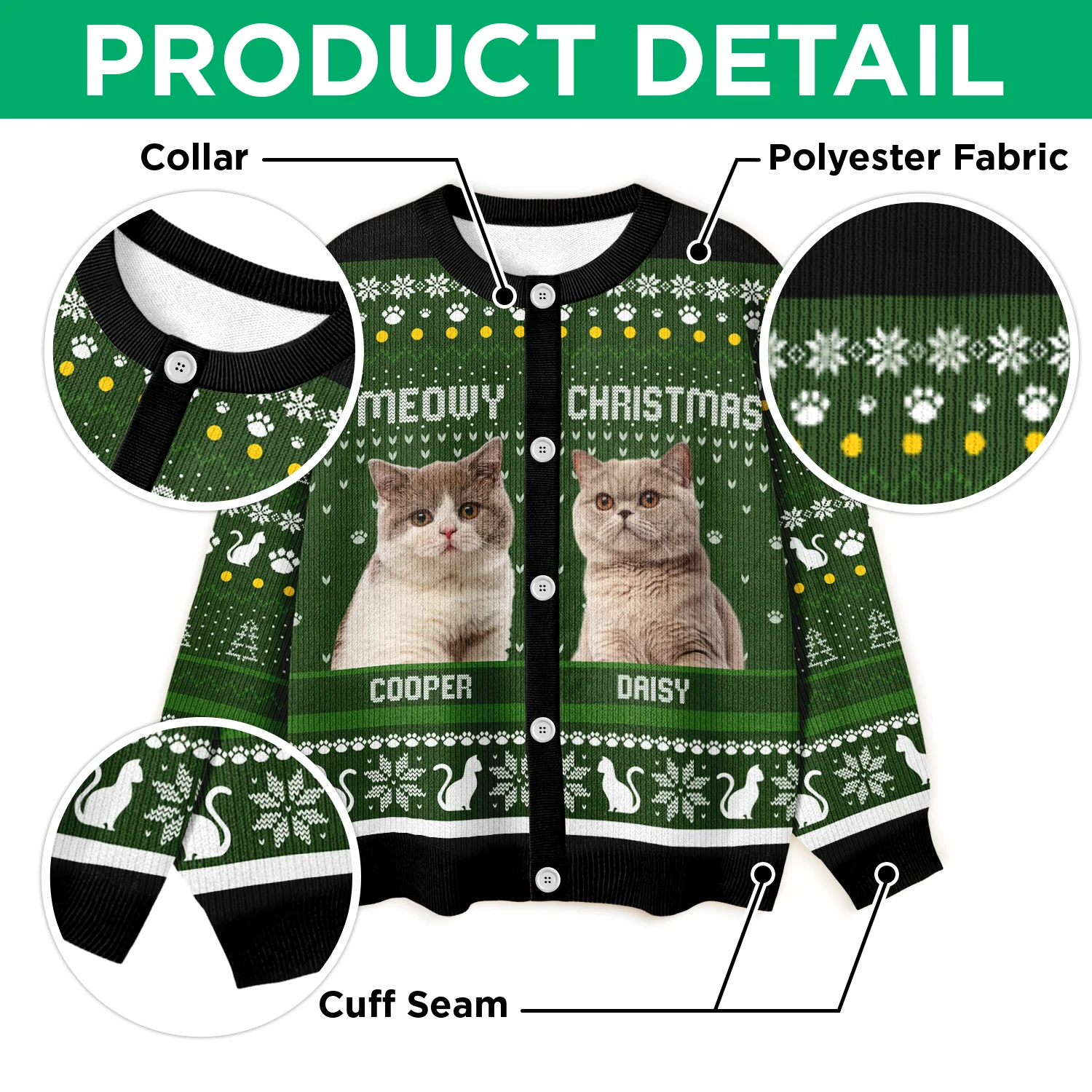 Custom Photo Meowy Christmas Ugly Cardigan For Cat Lover TH10 896575 - Image 5
