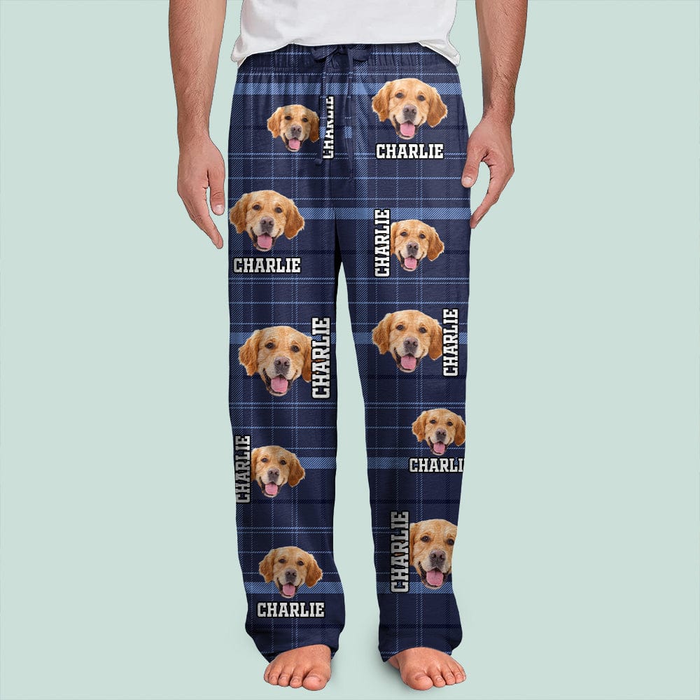 Custom Photo Name Dog Cat Flannel Man's Pants TH10 891441 - Image 4