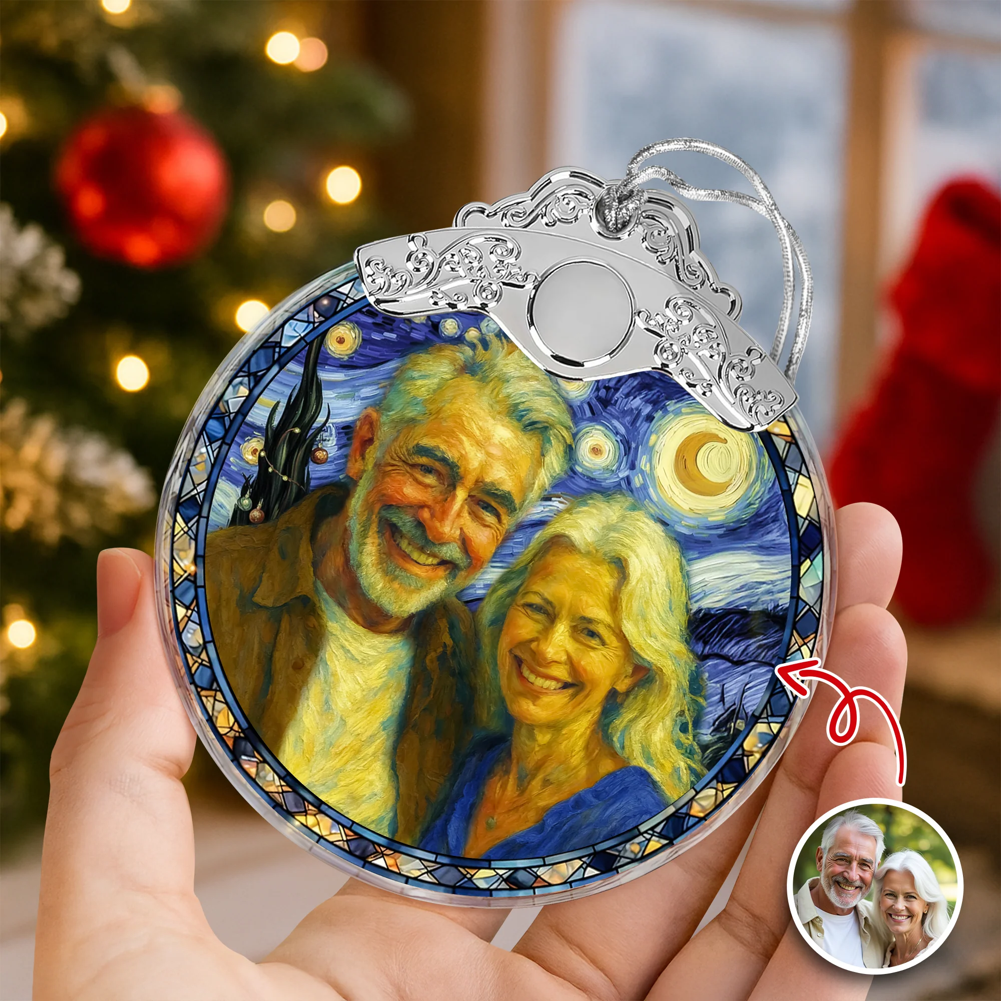 Custom Photo Personalized Anniversary Christmas Metal Top Glass Ornament TH10 894743 - Image 5