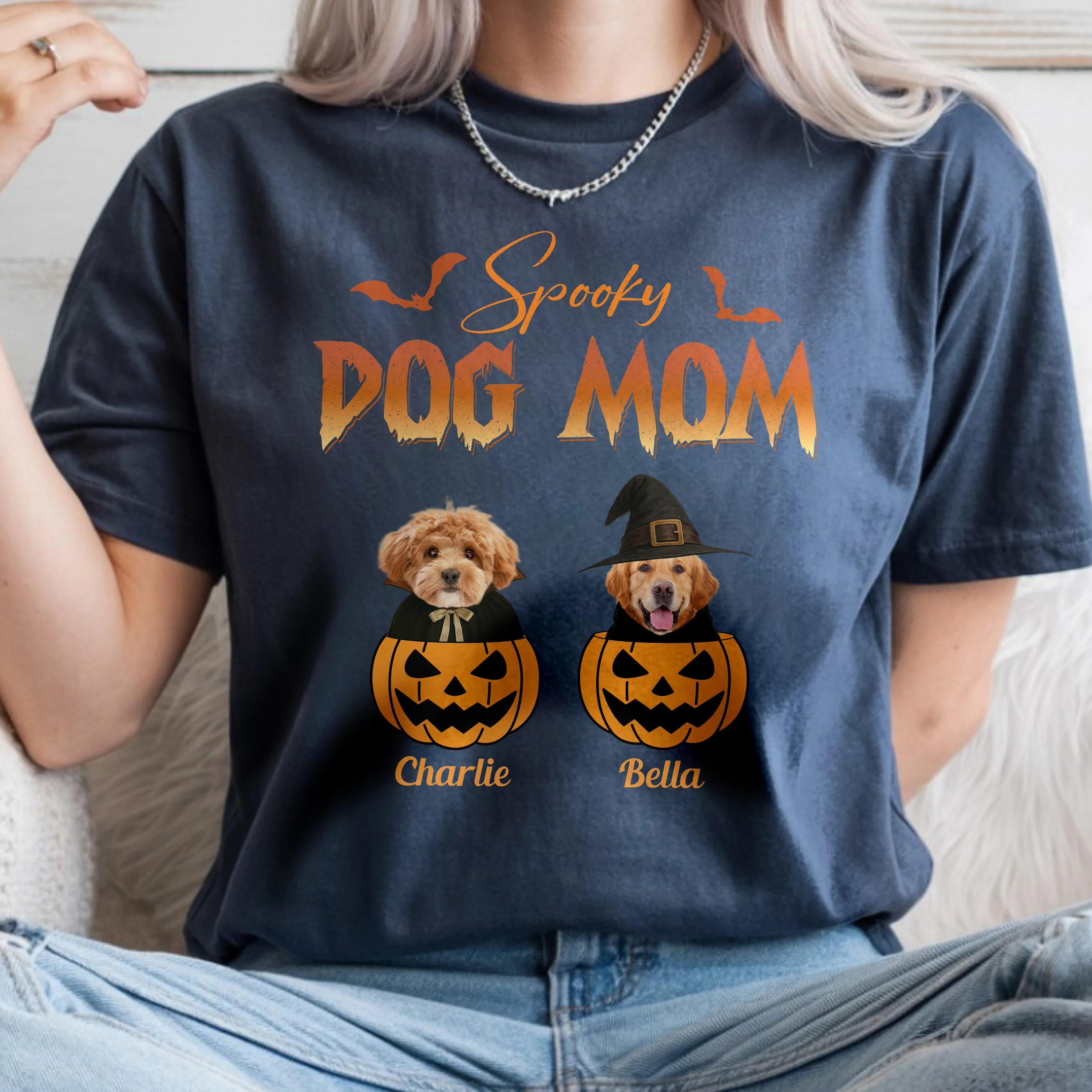 Custom Photo Spooky Dog Mom Comfort Shirt For Halloween TH10 896153 - Image 2