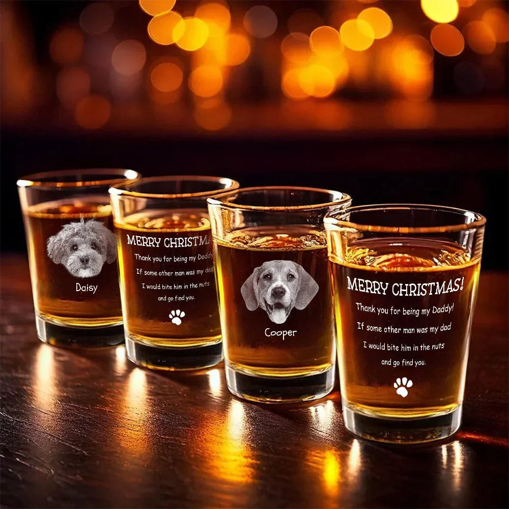 Custom Photo Thank You For Being My Daddy Christmas Gift For Dog Lover Engraved Shot Glass TH10 892205 - Image 3