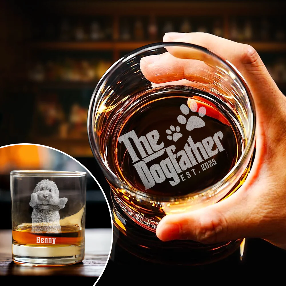 Custom Photo The Dog Father For Dog Lover Whiskey Glass TH10 892783 - Image 2