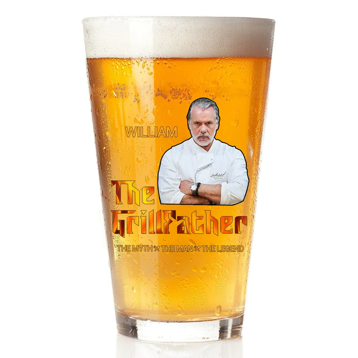 Custom Photo The Grillfather The Man The Myth The Legend Print Beer Glass TH10 891045 - Image 3