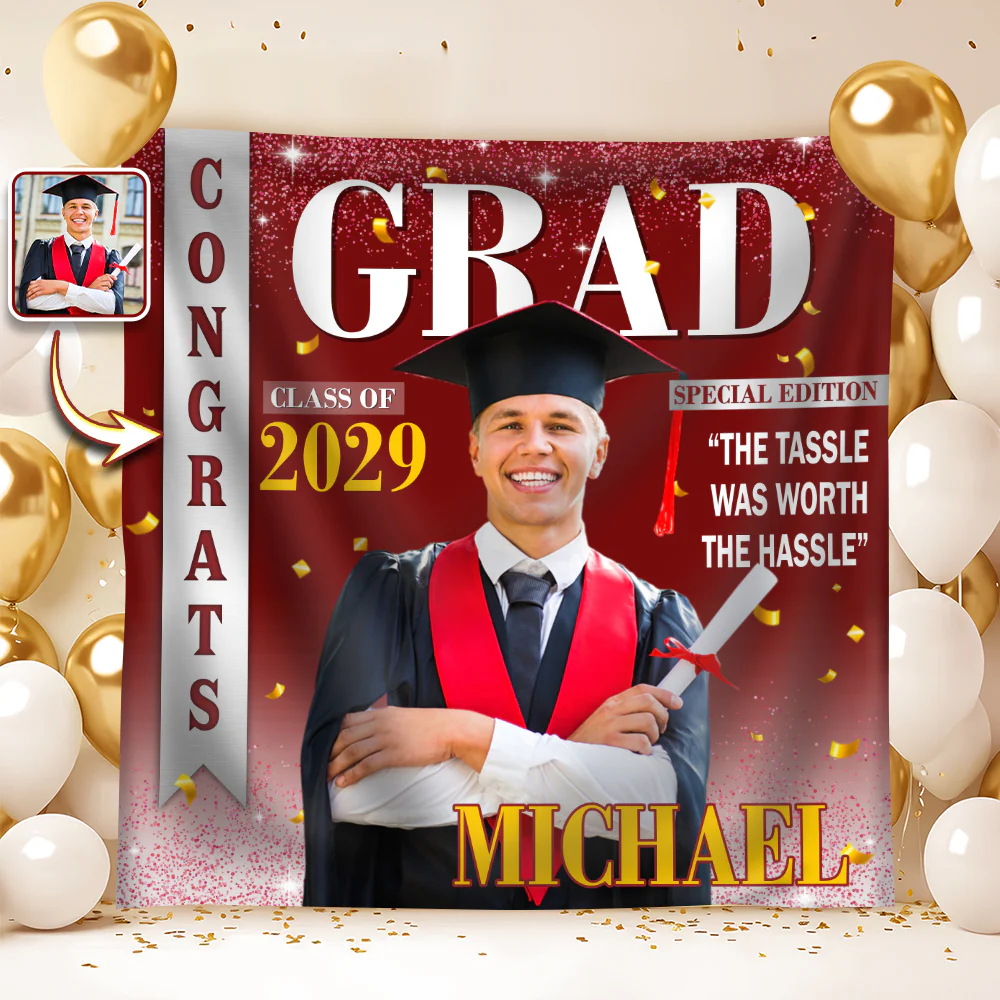 Custom Photo The Tassle Was Worth The Hassle Graduation's Day Backdrop TH10 898991 - Image 8