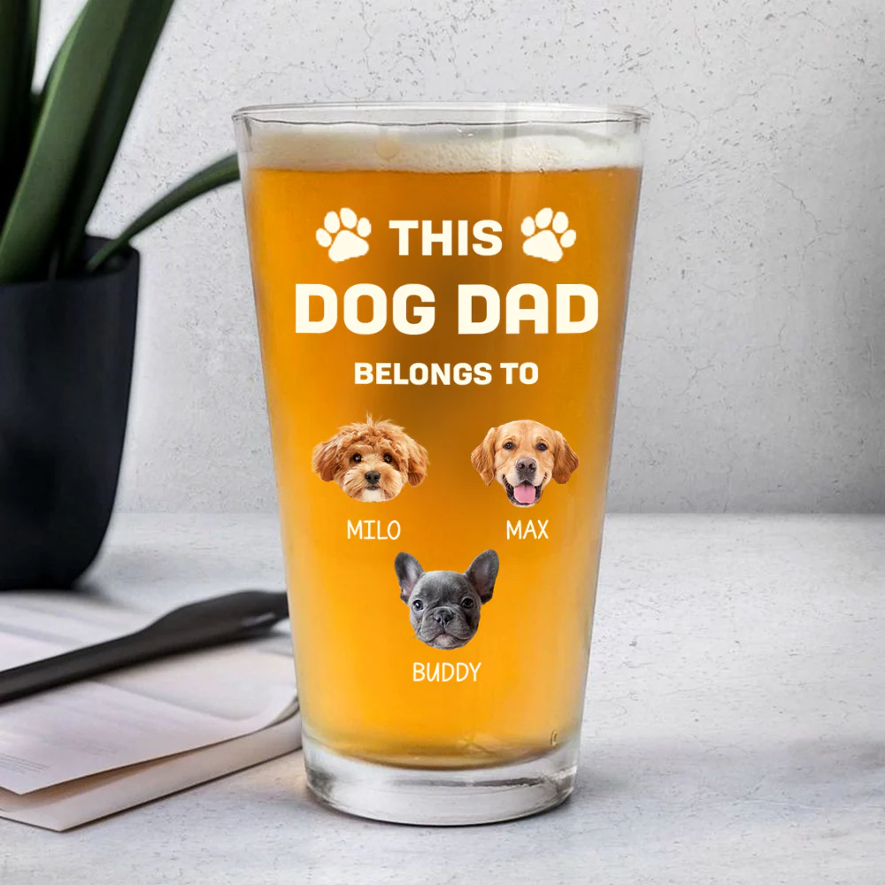 Custom Photo This Dog Dad Belongs To Father's Day Beer Glass TH10 892607 - Image 4