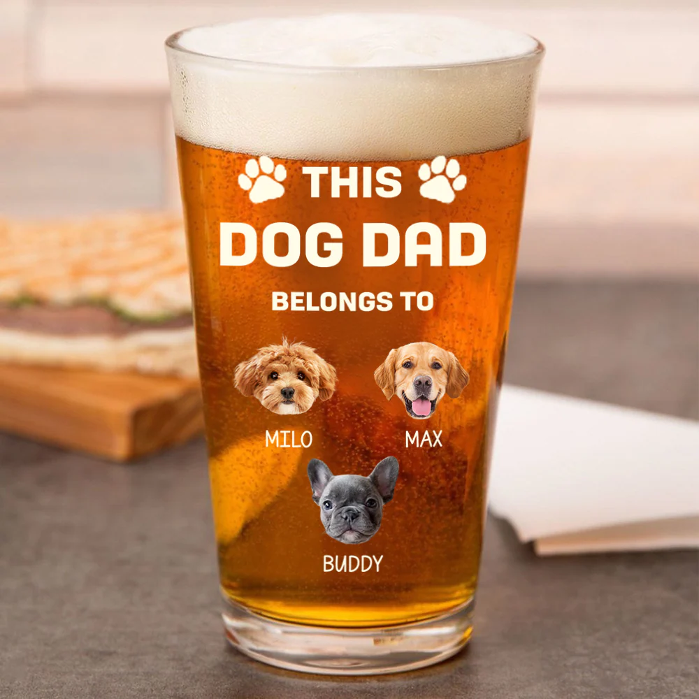 Custom Photo This Dog Dad Belongs To Father's Day Beer Glass TH10 892607 - Image 6