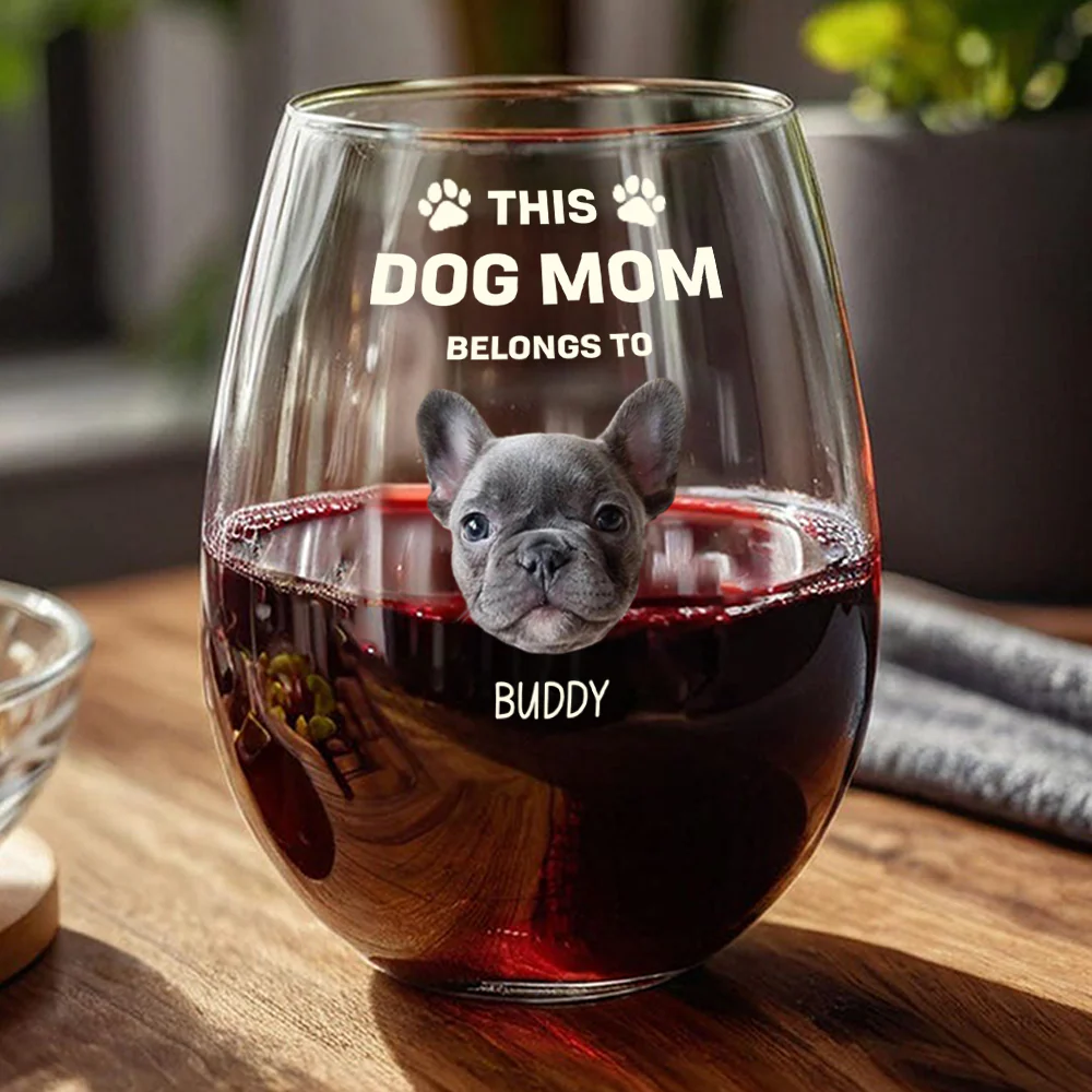 Custom Photo This Dog Mom Belongs To Me Dog Lover Wine Glass TH10 892681 - Image 4