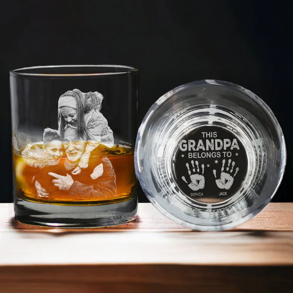 Custom Photo This Grandpa Belongs To Me Whiskey Glass TH10 892923 - Image 3