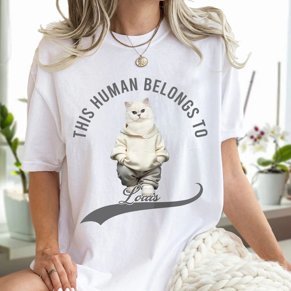 Custom Photo This Human Belongs To Dog Cat Shirt TH10 892377