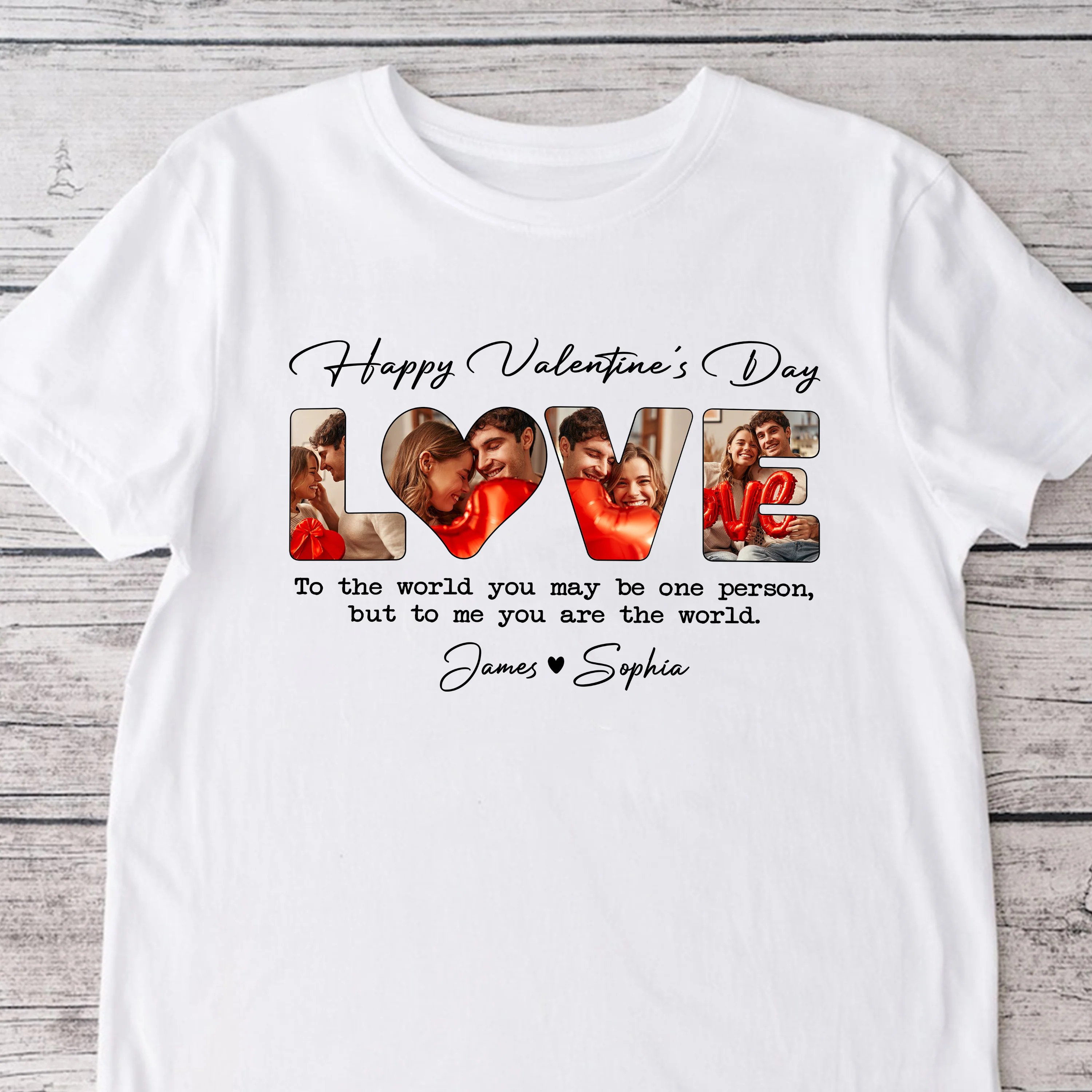 Custom Photo To Me You Are The World Valentine White Shirt For Couple TH10 896967 - Image 4