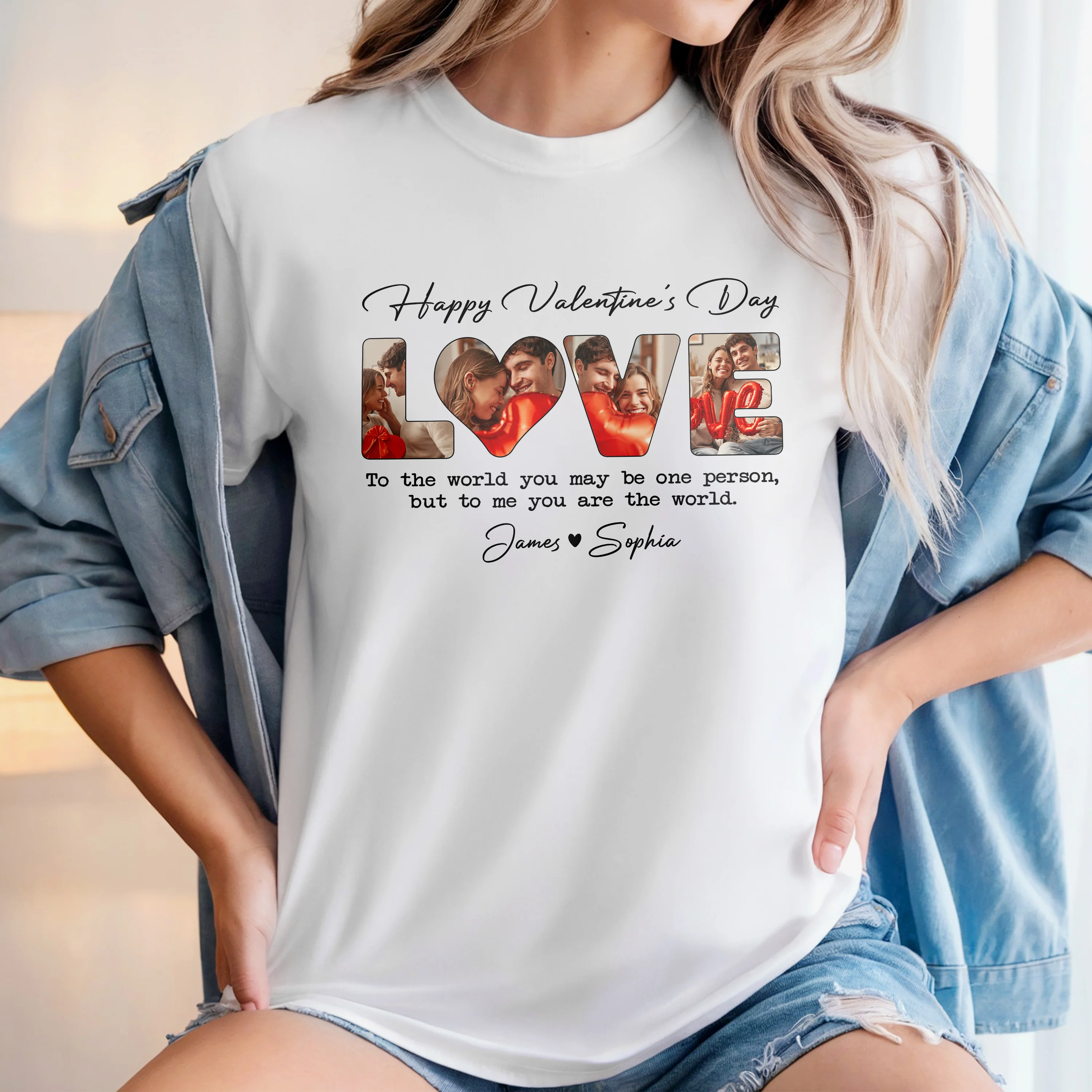 Custom Photo To Me You Are The World Valentine White Shirt For Couple TH10 896967 - Image 5