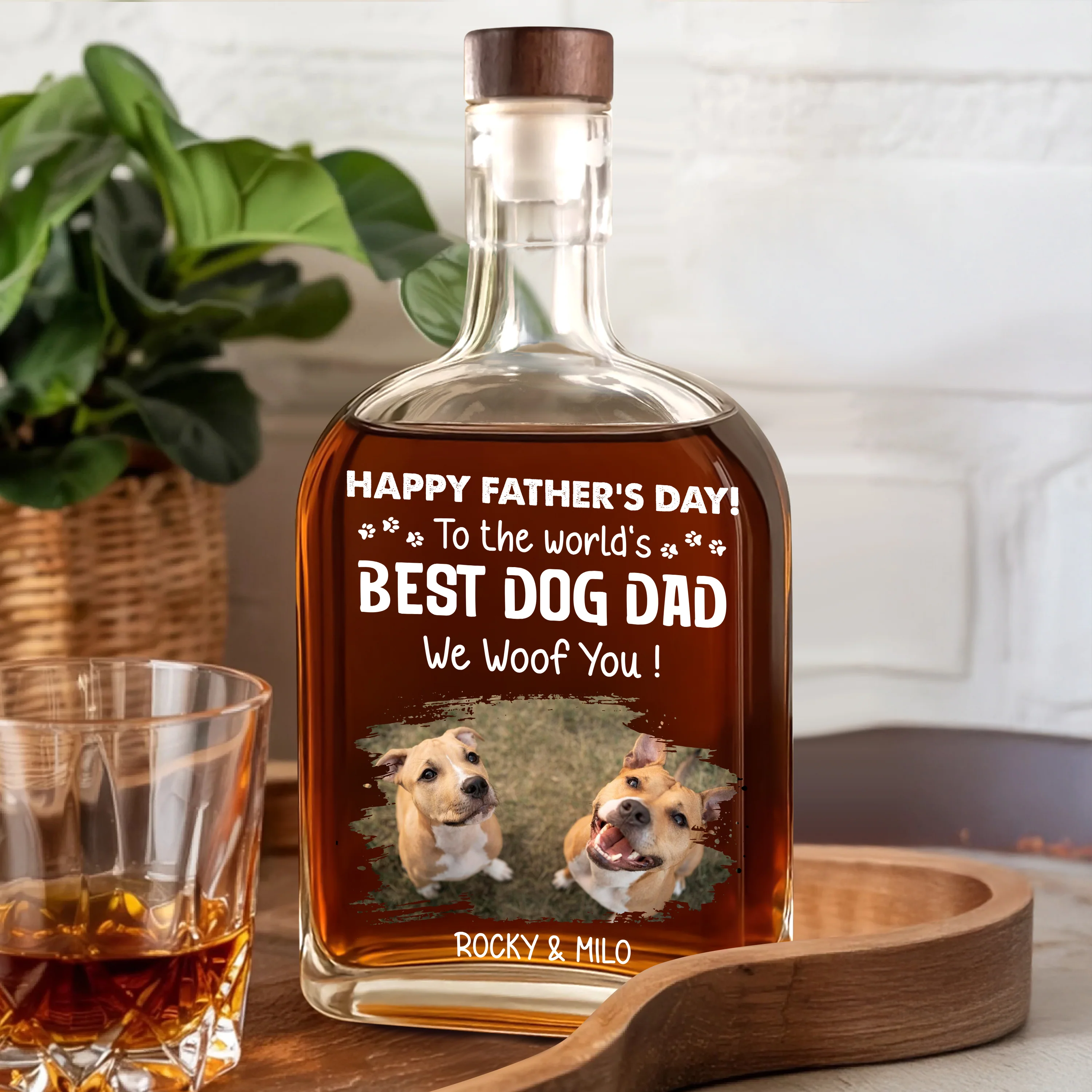 Custom Photo To The World Best Dog Dad Whiskey Bottle TH10 894049 - Image 5