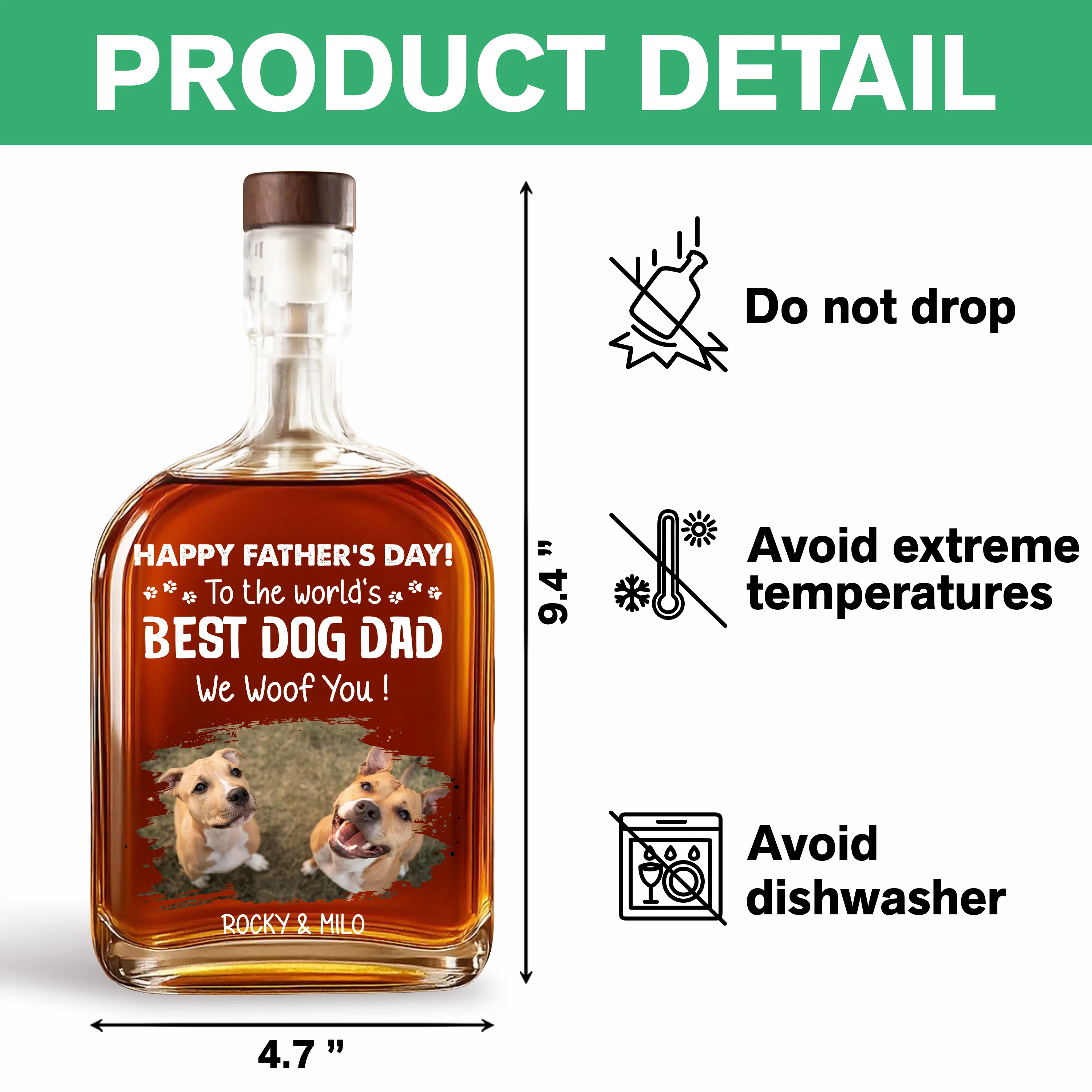 Custom Photo To The World Best Dog Dad Whiskey Bottle TH10 894049 - Image 6