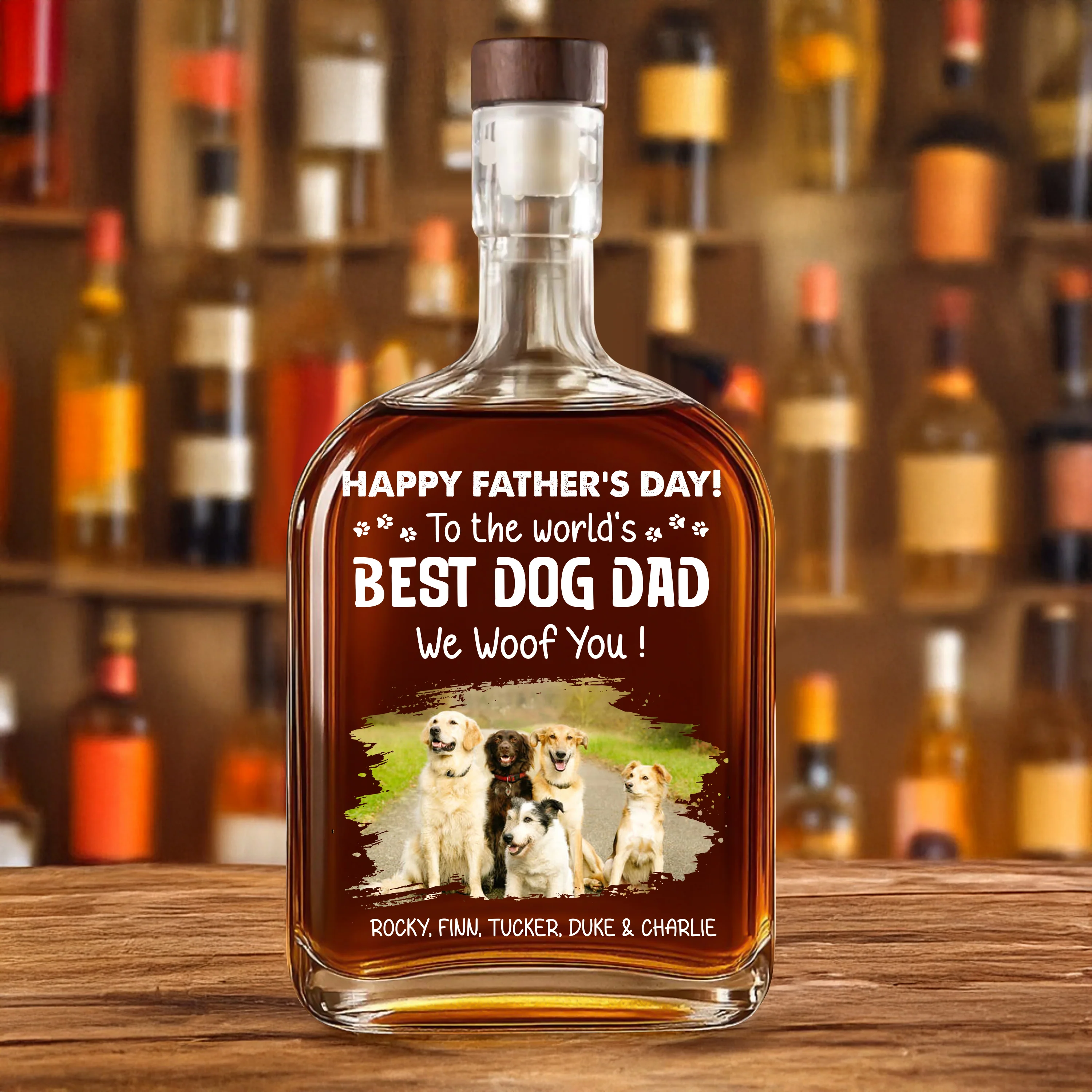 Custom Photo To The World Best Dog Dad Whiskey Bottle TH10 894049 - Image 8