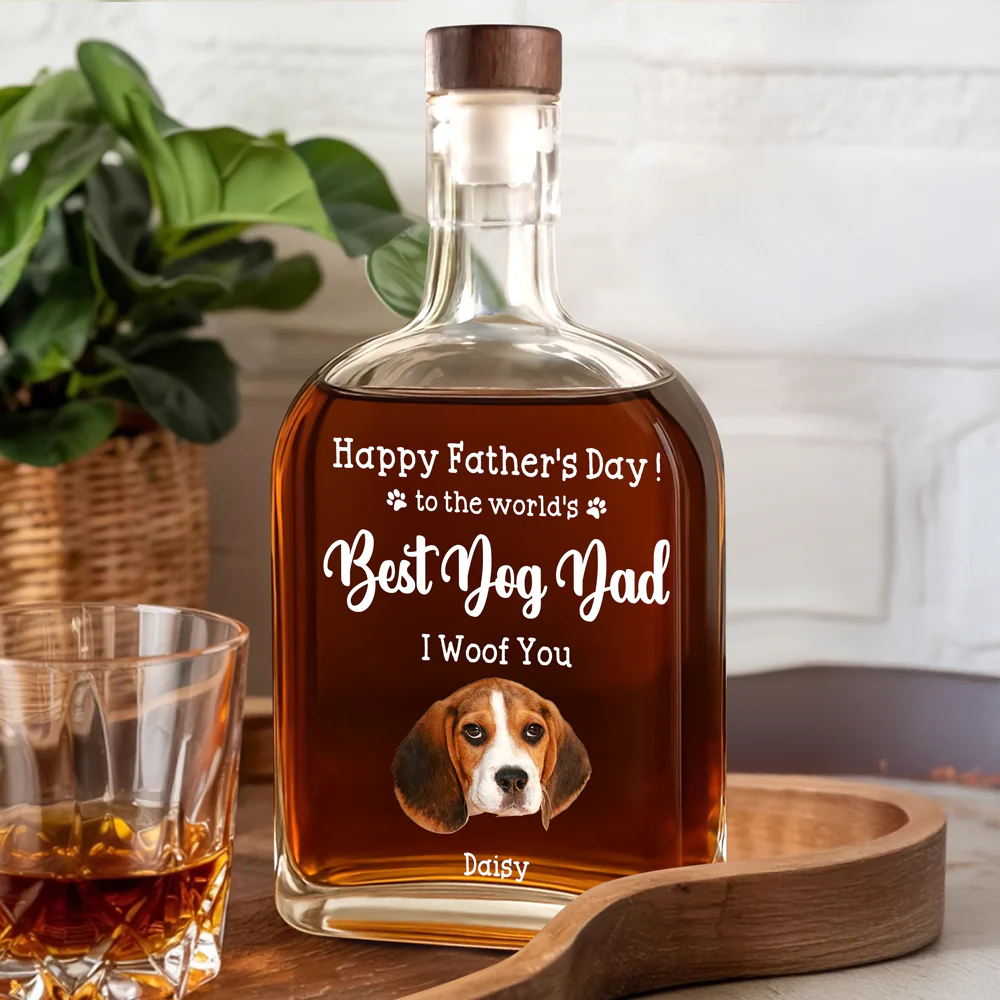 Custom Photo To The World's Best Dog Dad Whiskey Bottle TH10 894017 - Image 2