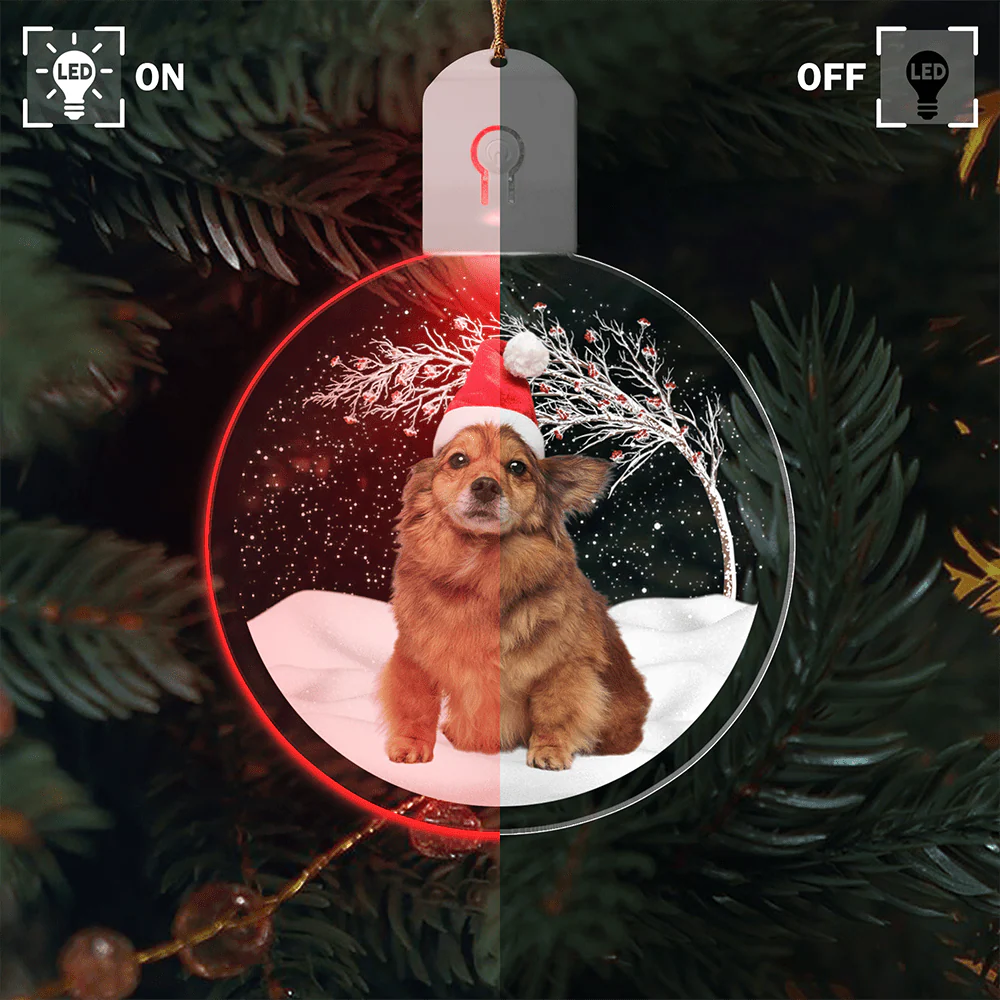 Custom Photo Under Christmas Tree For Dog Lover LED Acrylic Ornament TH10 892103 - Image 3