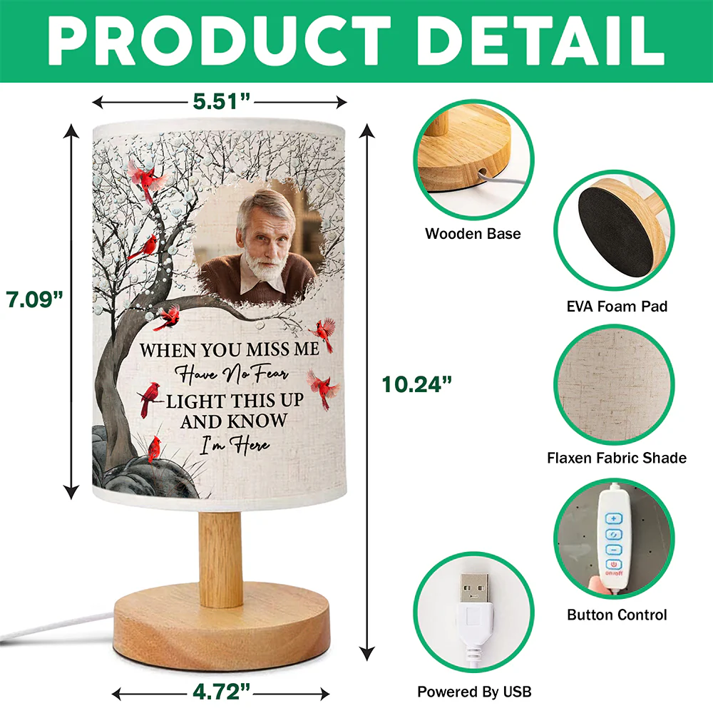 Custom Photo When You Miss Me Have No Fear Memorial Fabric Lamp TH10 892853 - Image 5