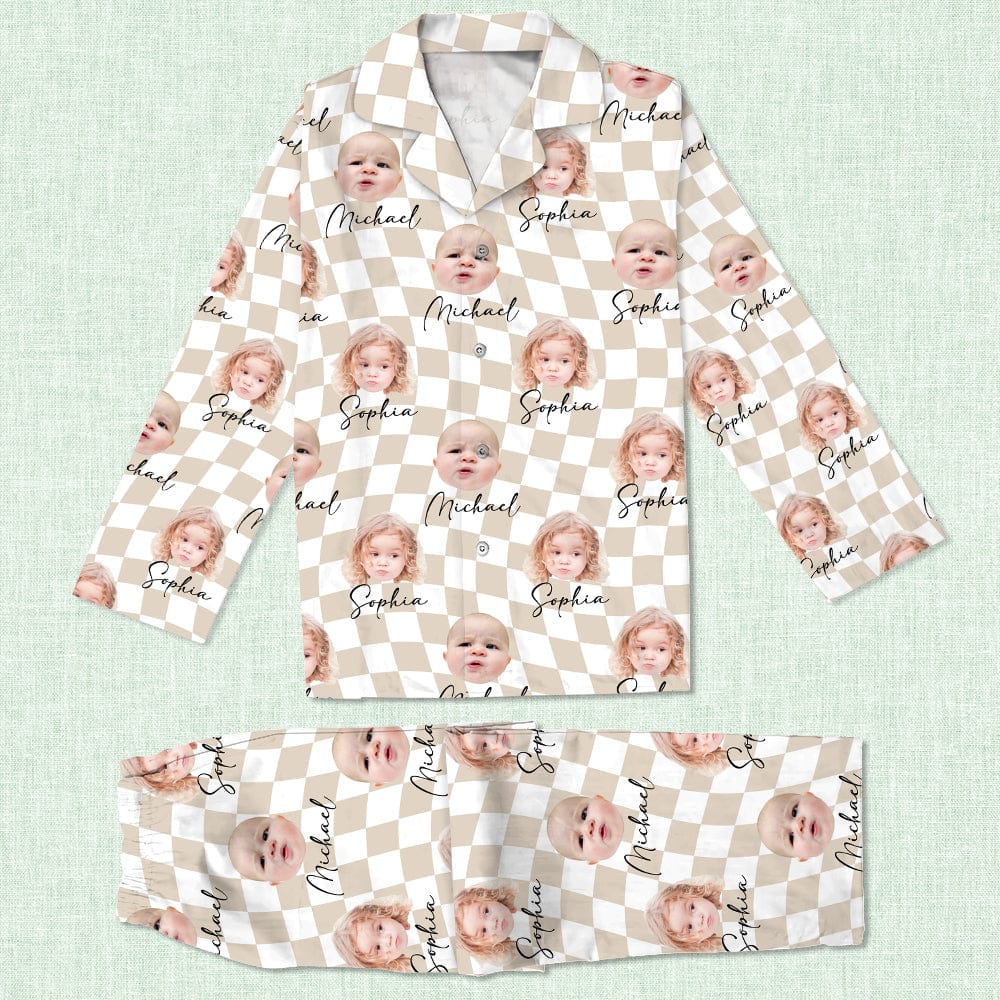 Custom Photo With Checkered Pattern Family Pajamas K228 890897 - Image 4