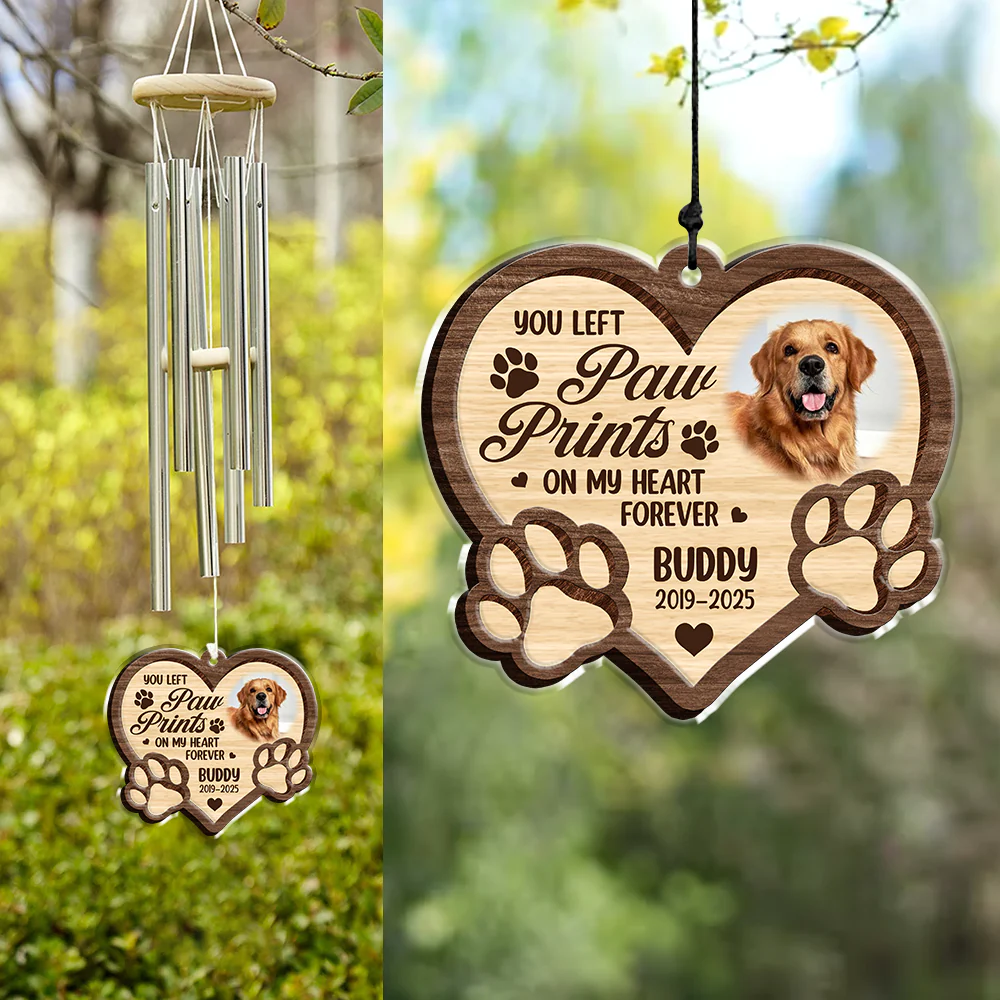 Custom Photo You Left Paw Prints On My Heart Memorial Acrylic Wind Chimes TH10 894285 - Image 5