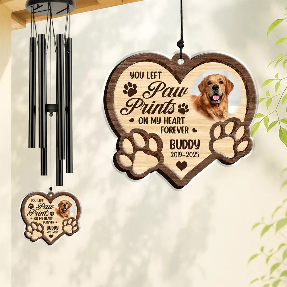 Custom Photo You Left Paw Prints On My Heart Memorial Acrylic Wind Chimes TH10 894285 - Image 8